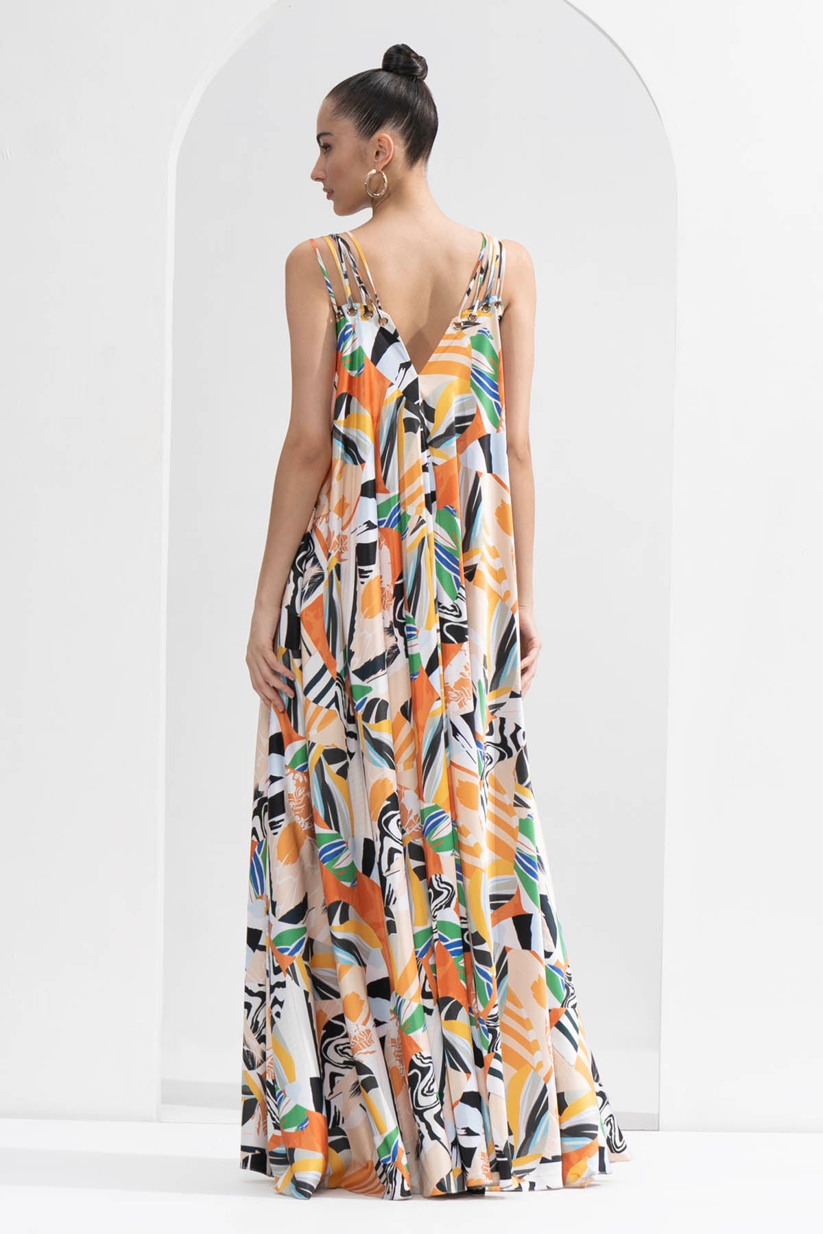 Abstract Printed Flared Dress