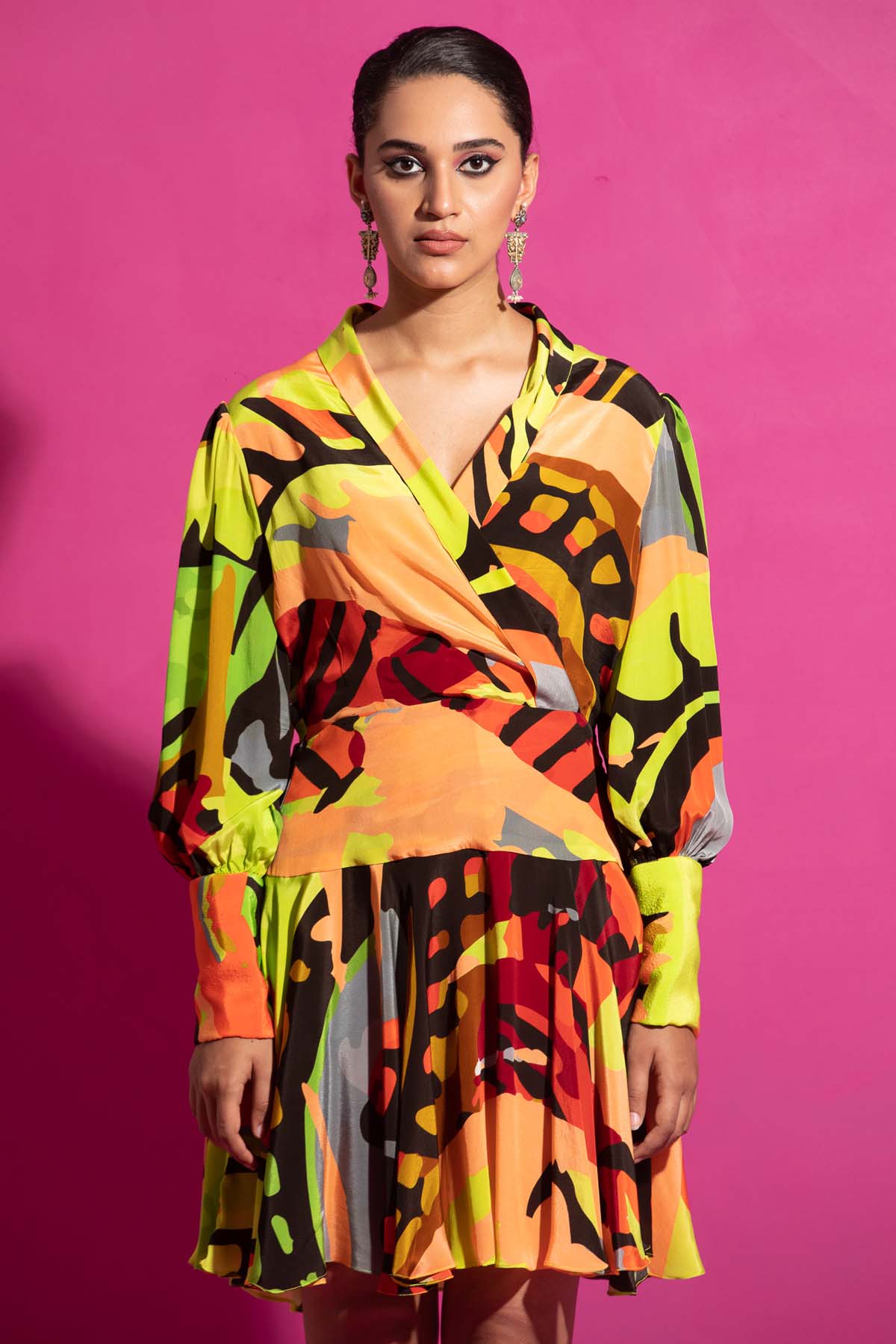 Abstract Printed Mini Dress