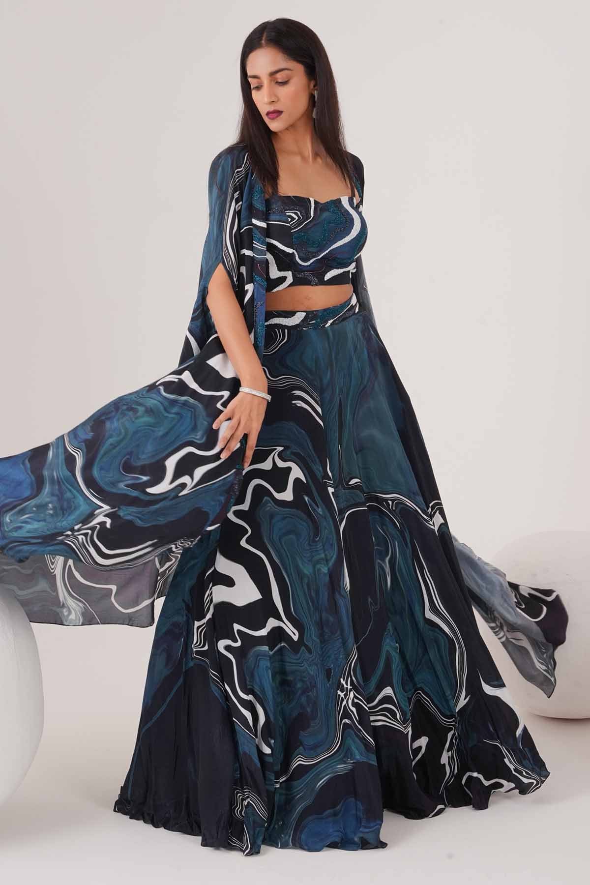 Abstract Embellished Lehenga Set