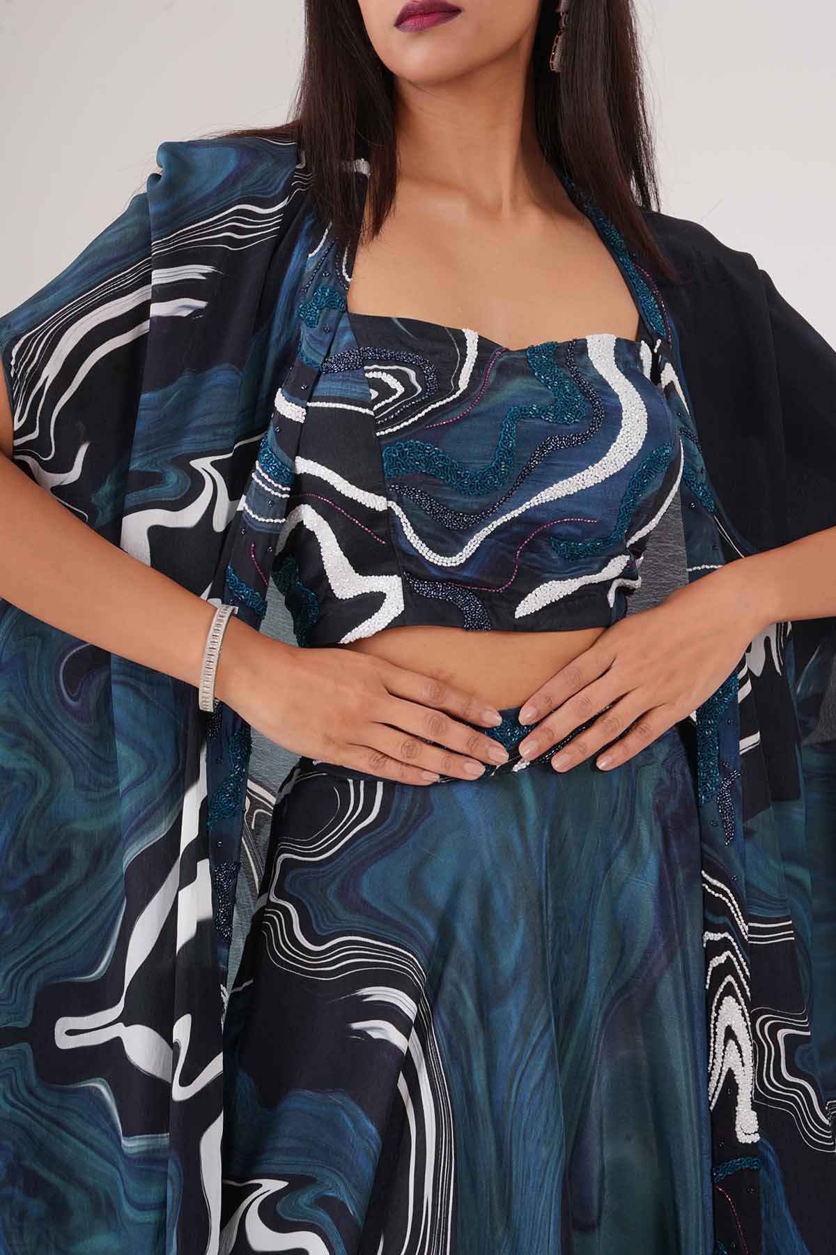 Abstract Embellished Lehenga Set