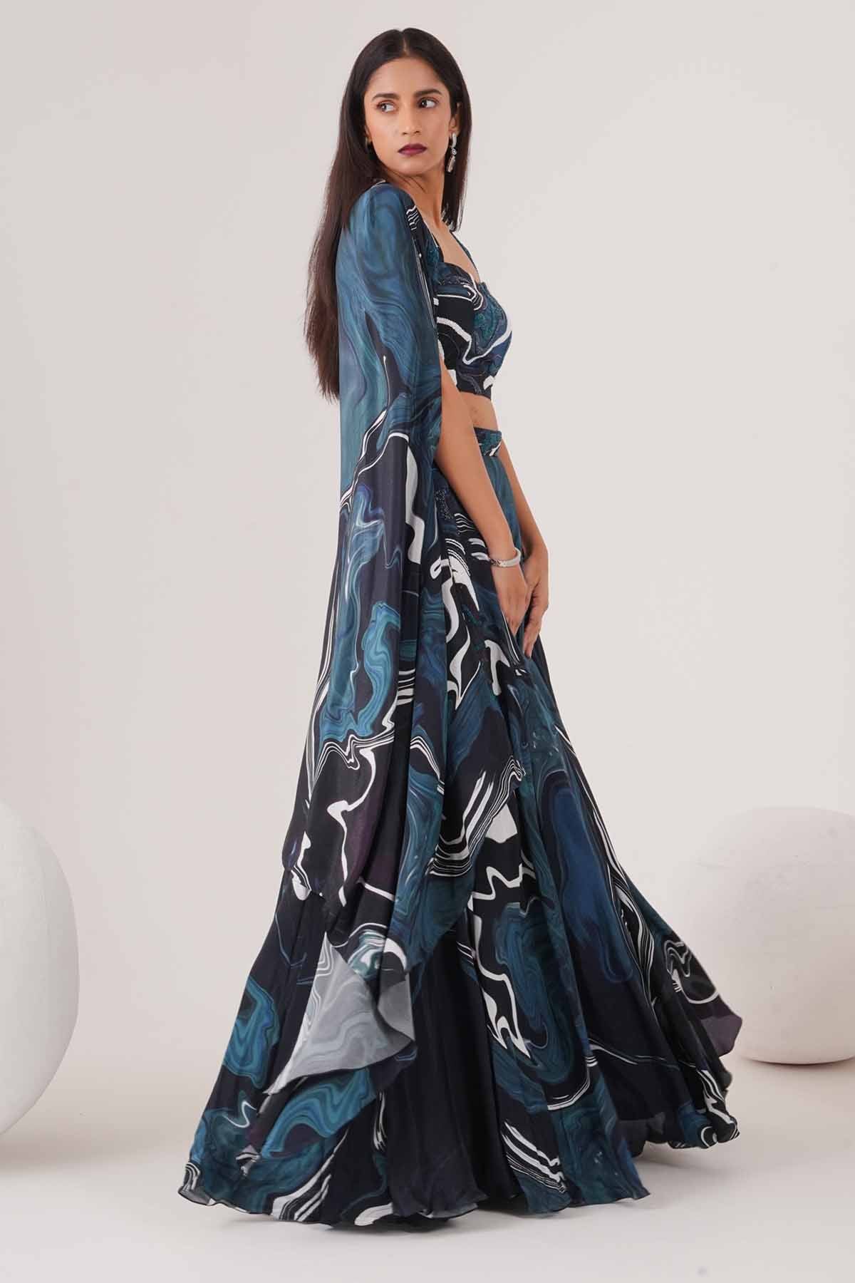 Abstract Embellished Lehenga Set