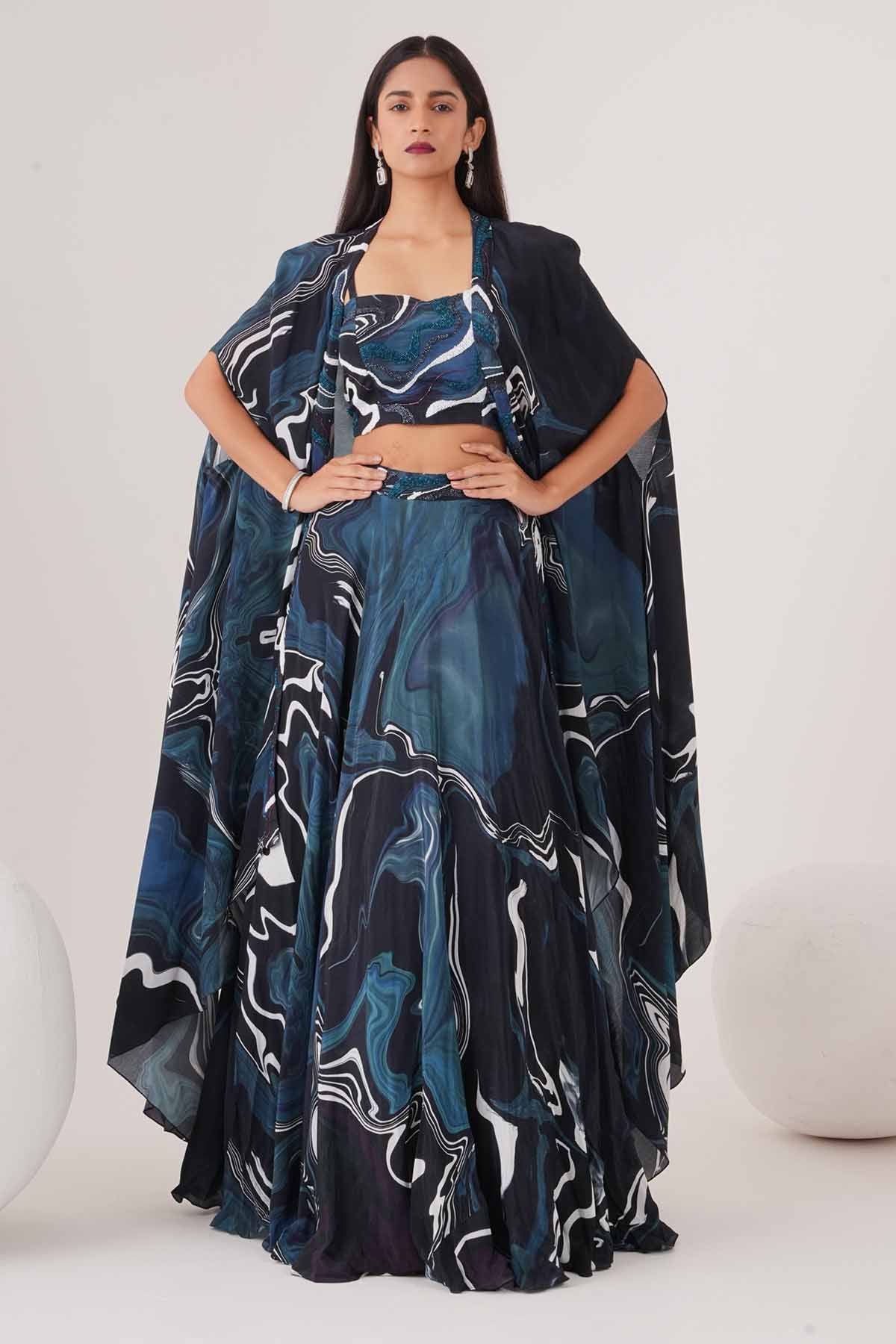 Abstract Embellished Lehenga Set