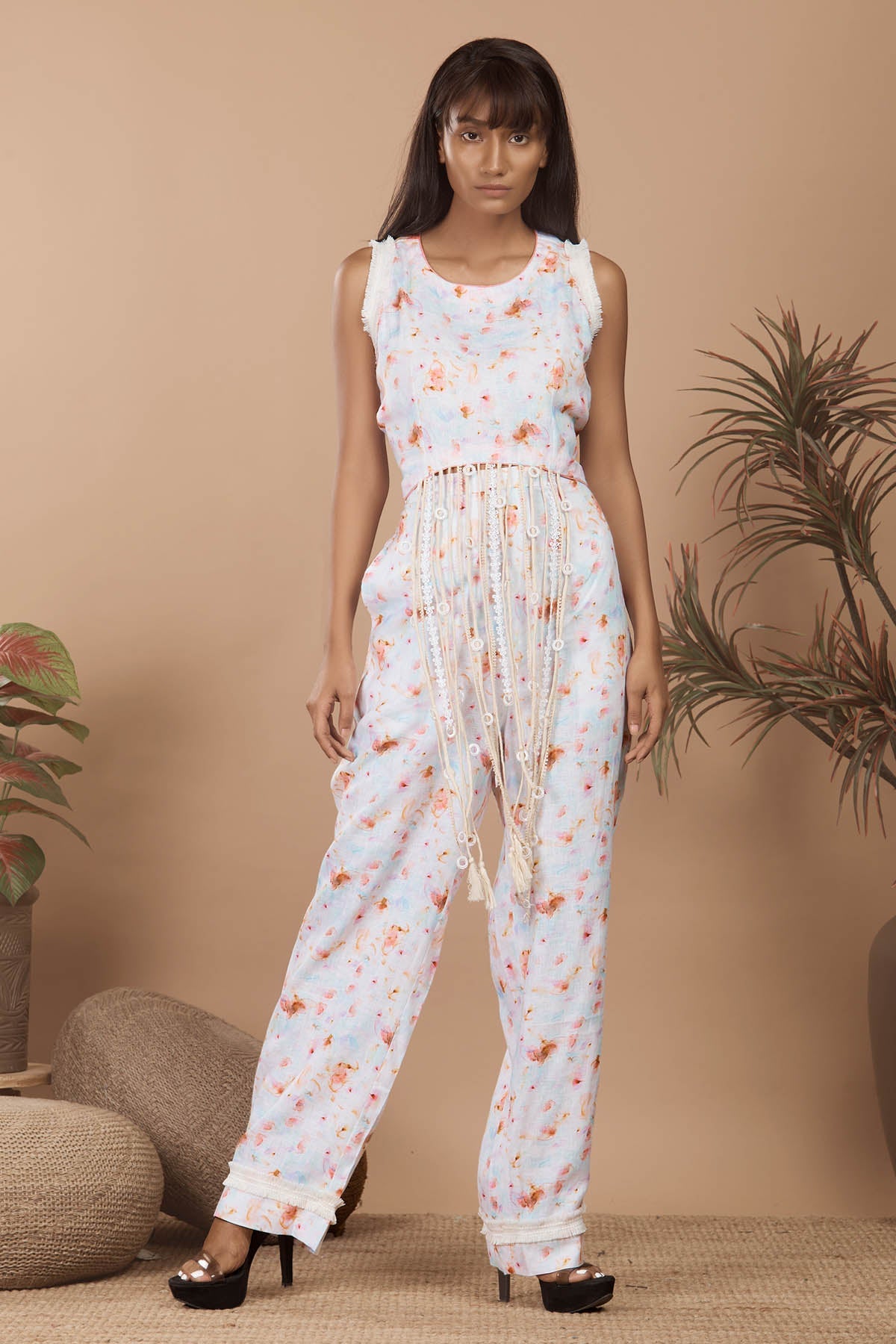 Buy Niyami Fringe Linen Co-ord: Playful Prints at scrollnshops