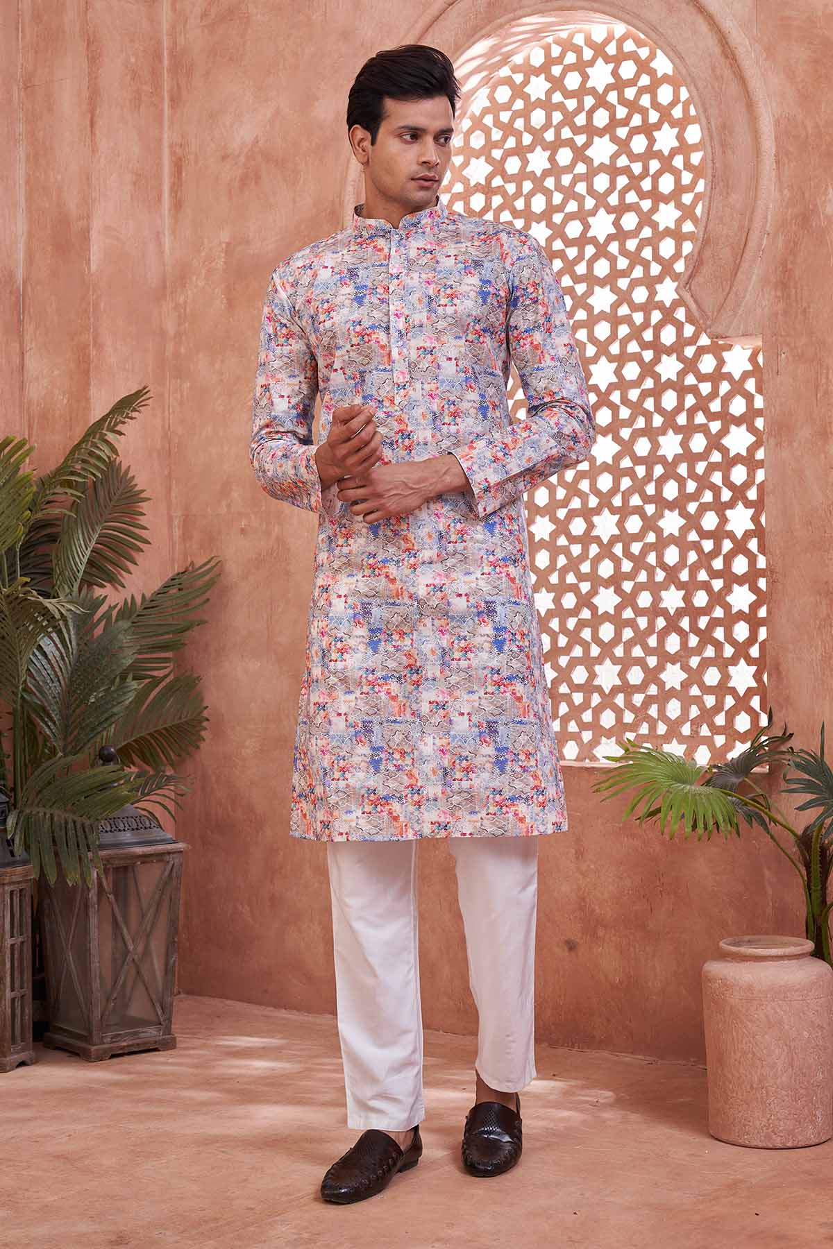 Buy Abstract Premium Cotton Kurta by SNEHA B - Men for online at ScrollnShops