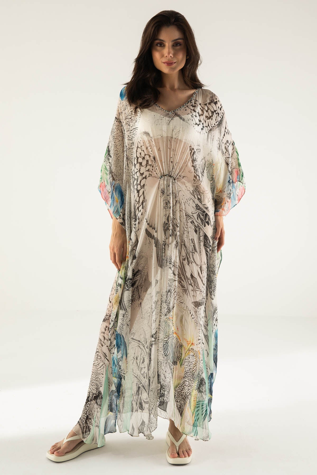 Reena Sharma Abstract Print Chiffon Kaftan For Women Online at ScrollnShops
