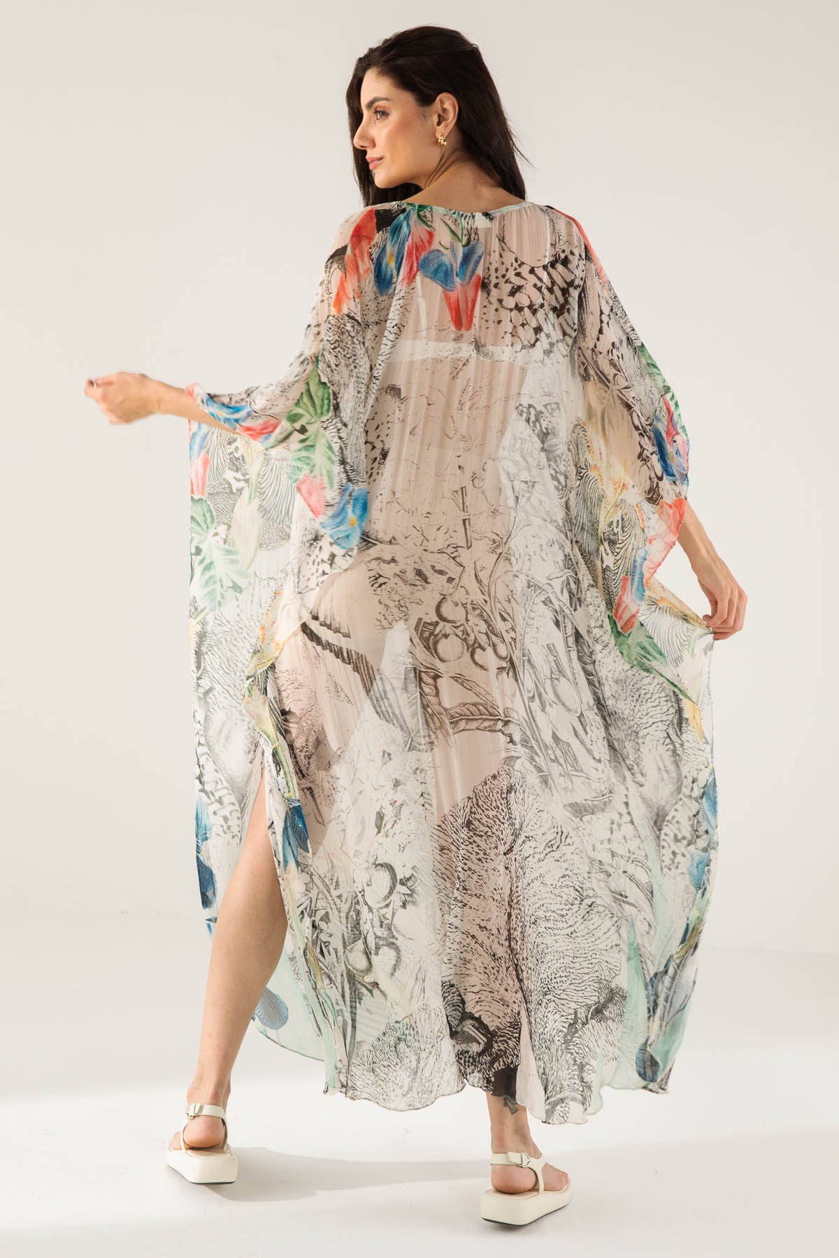 Abstract Print Chiffon Kaftan