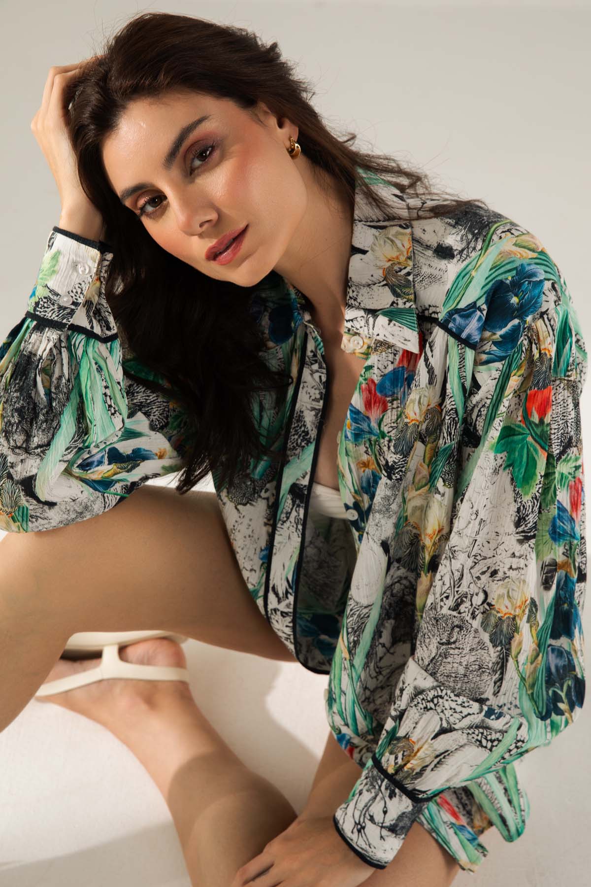 Abstract Printed Button Shirt