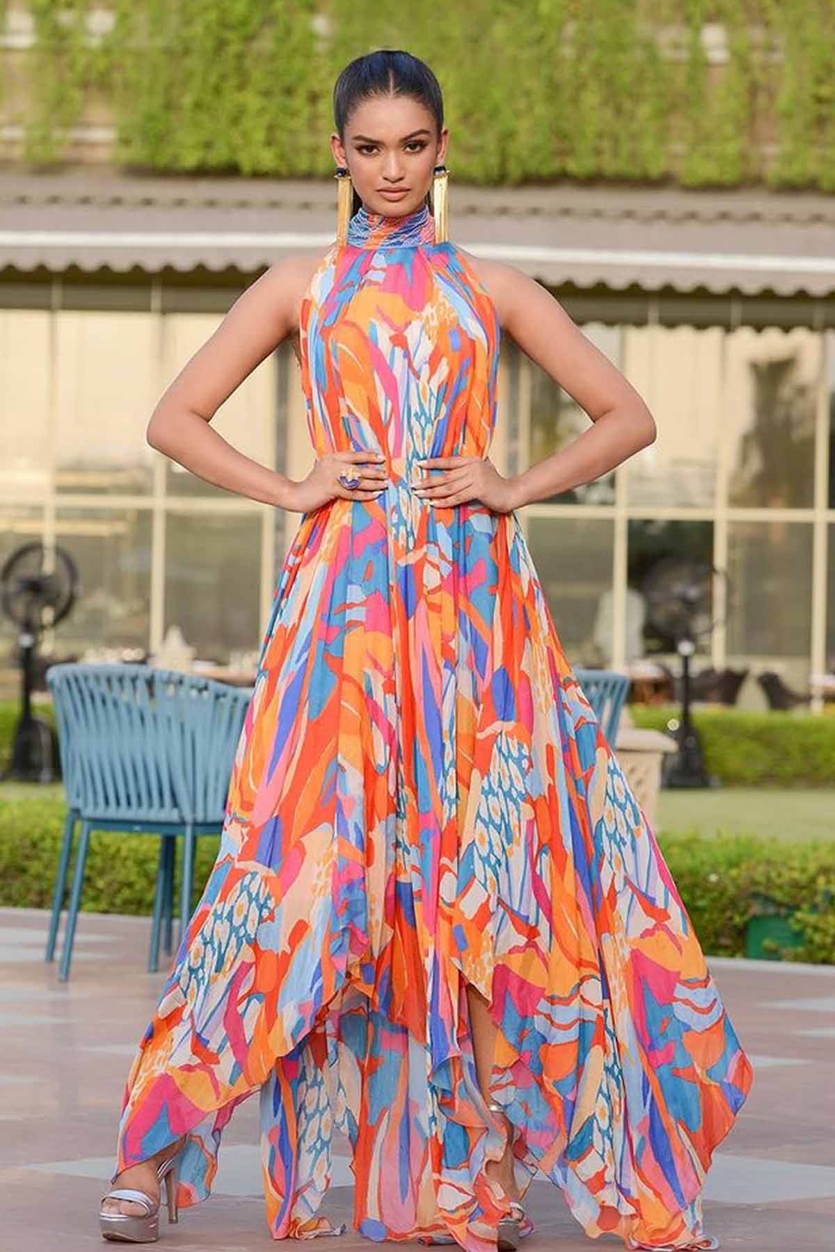 Buy Chiffon Abstract Printed Dress by Mandira Wirk