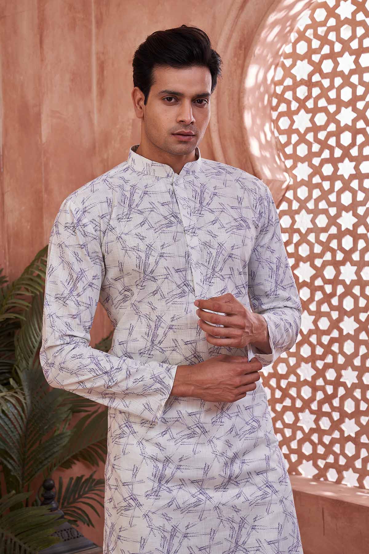 Abstract Printed Cotton Kurta