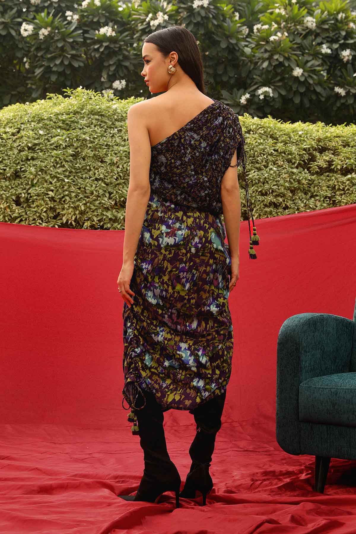 Abstract Printed Midi Dress