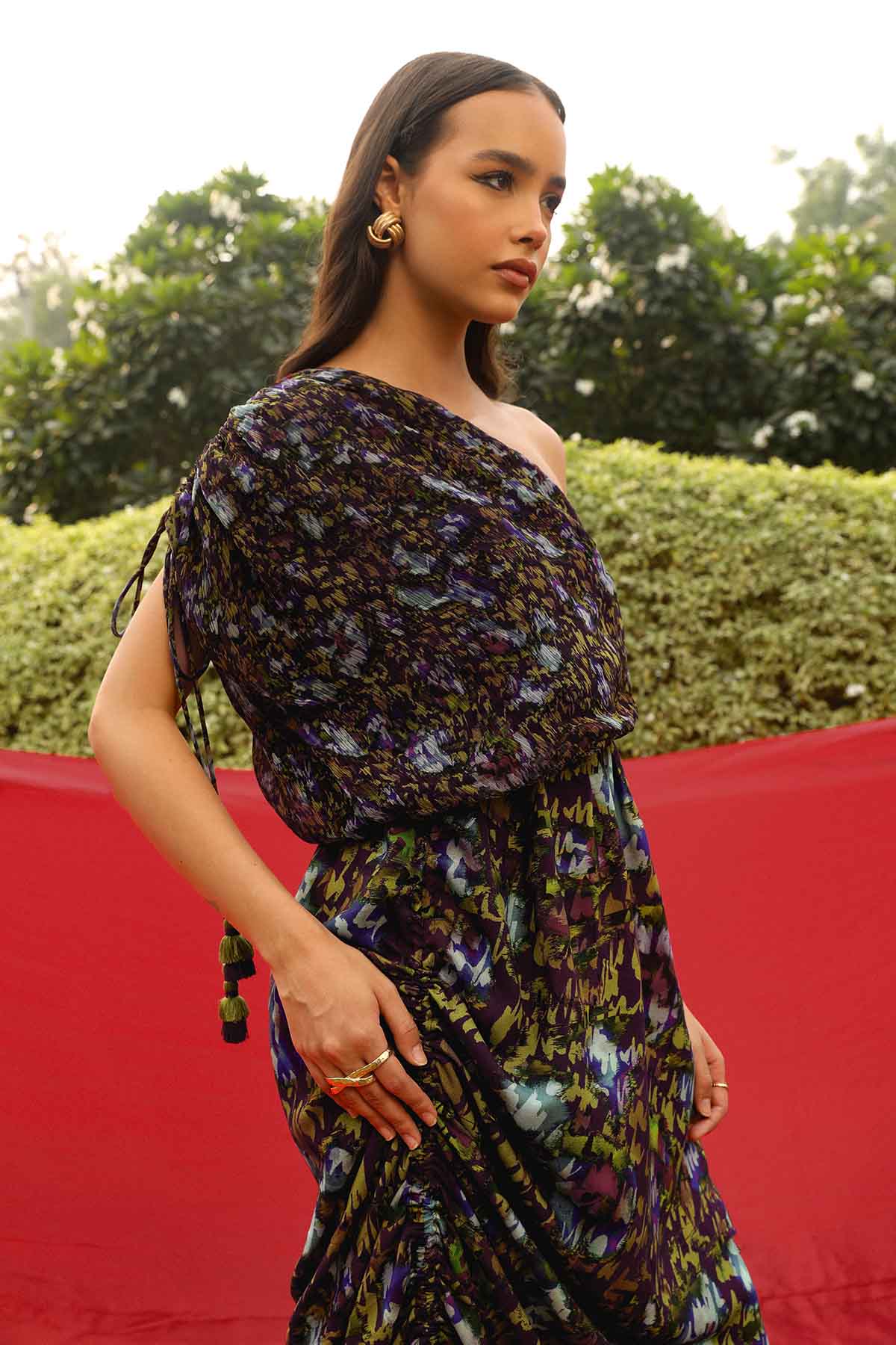 Abstract Printed Midi Dress