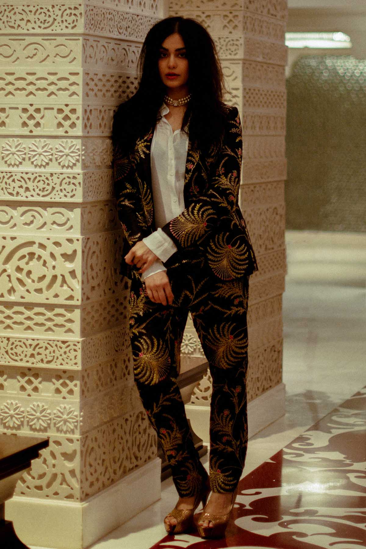 Black Embroidered Jacket Set