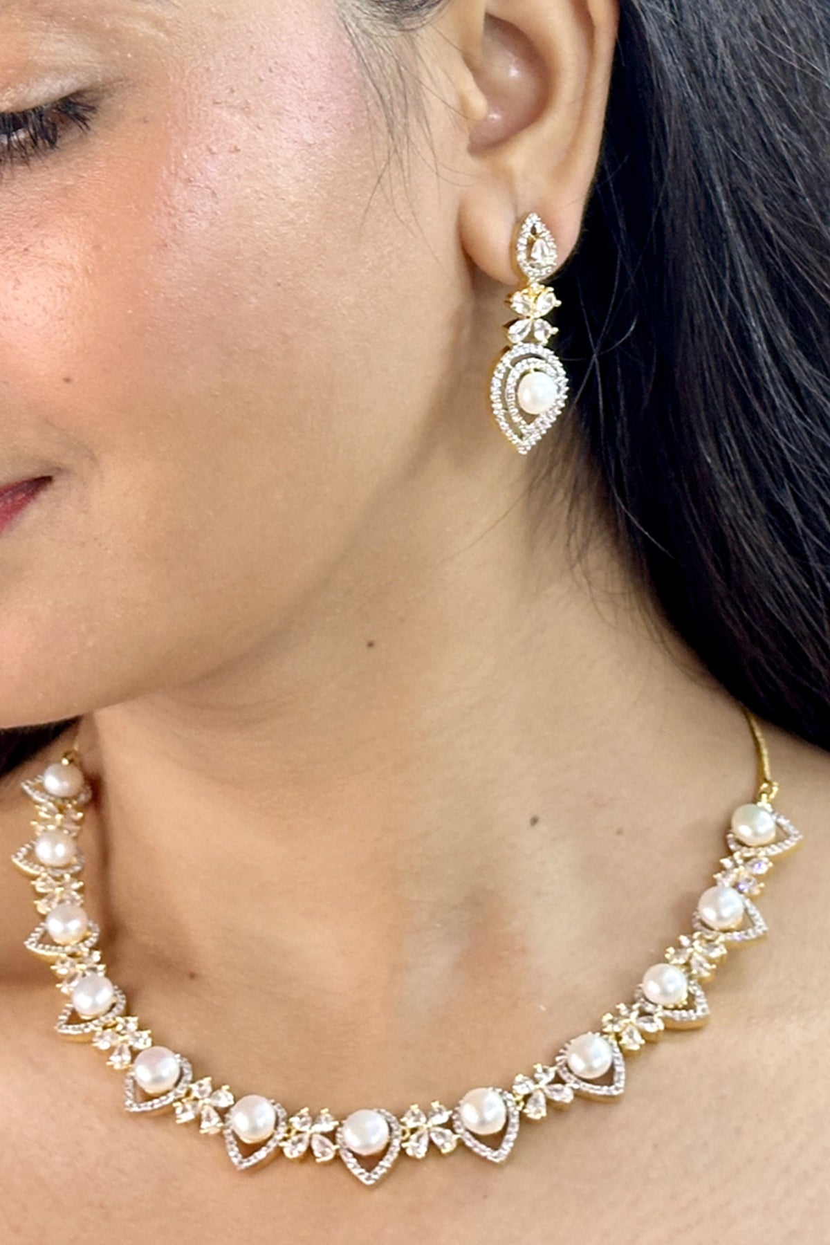 Buy Alloy Cubic White Jewellery Set for women by J Pearls online available at scrollnshops