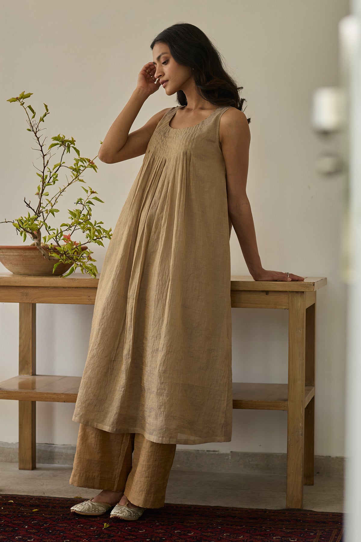 Almond Embroidered Kurta Set