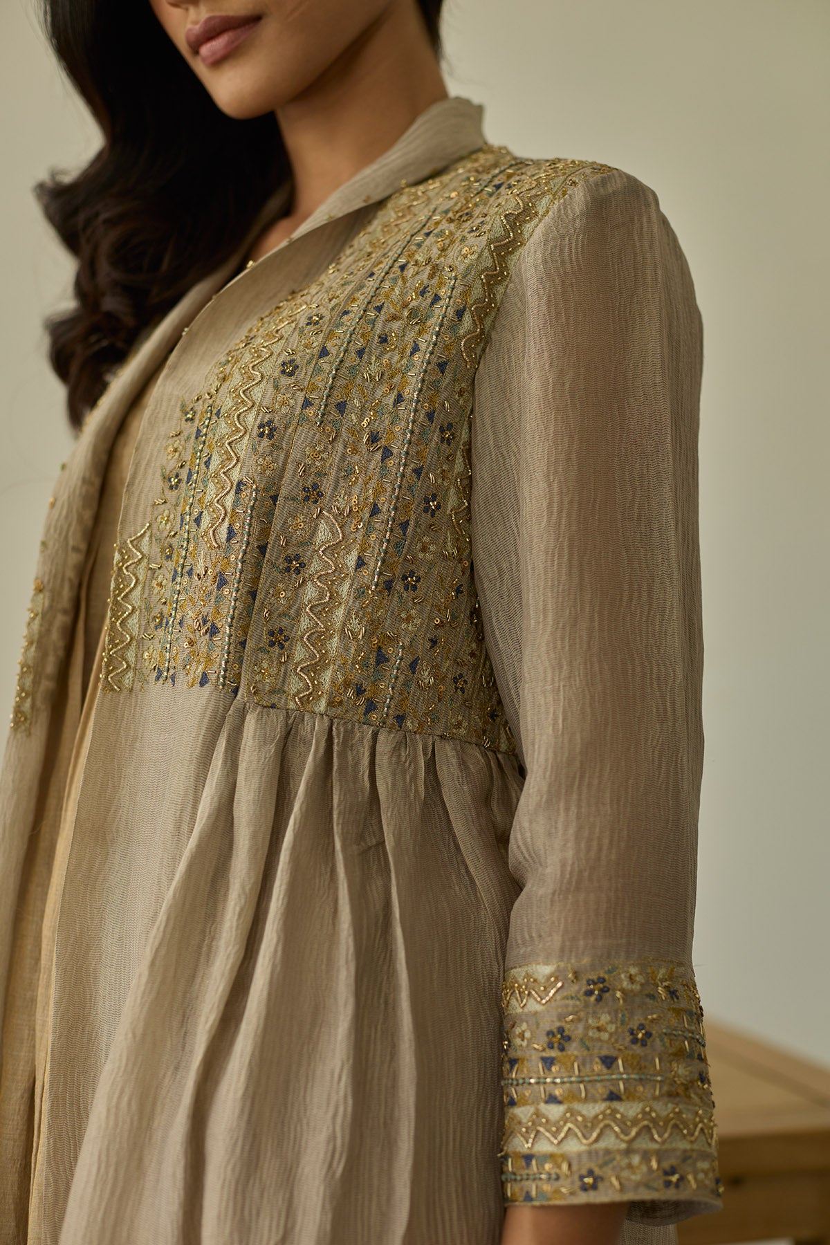 Almond Embroidered Kurta Set