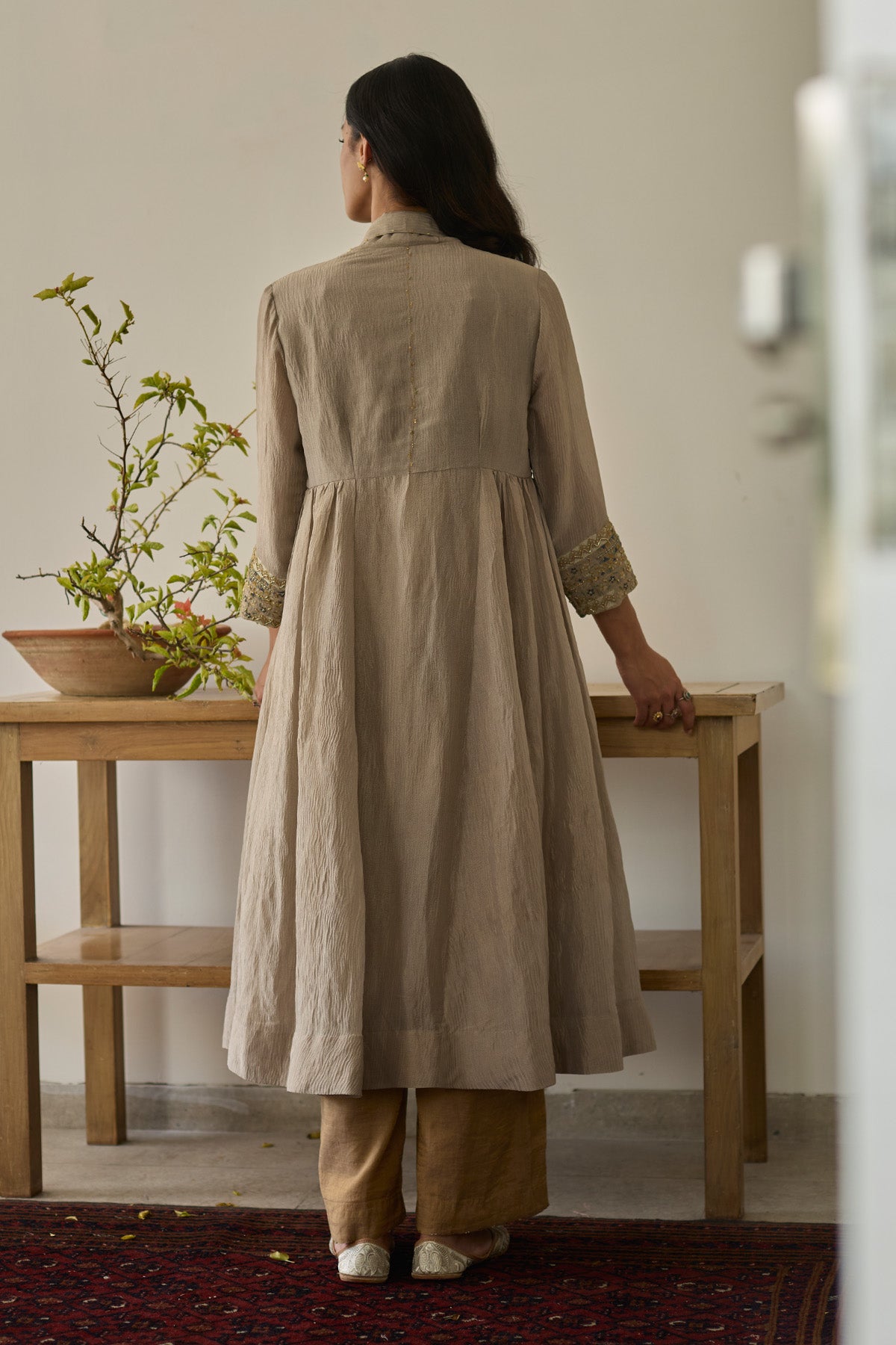 Almond Embroidered Kurta Set