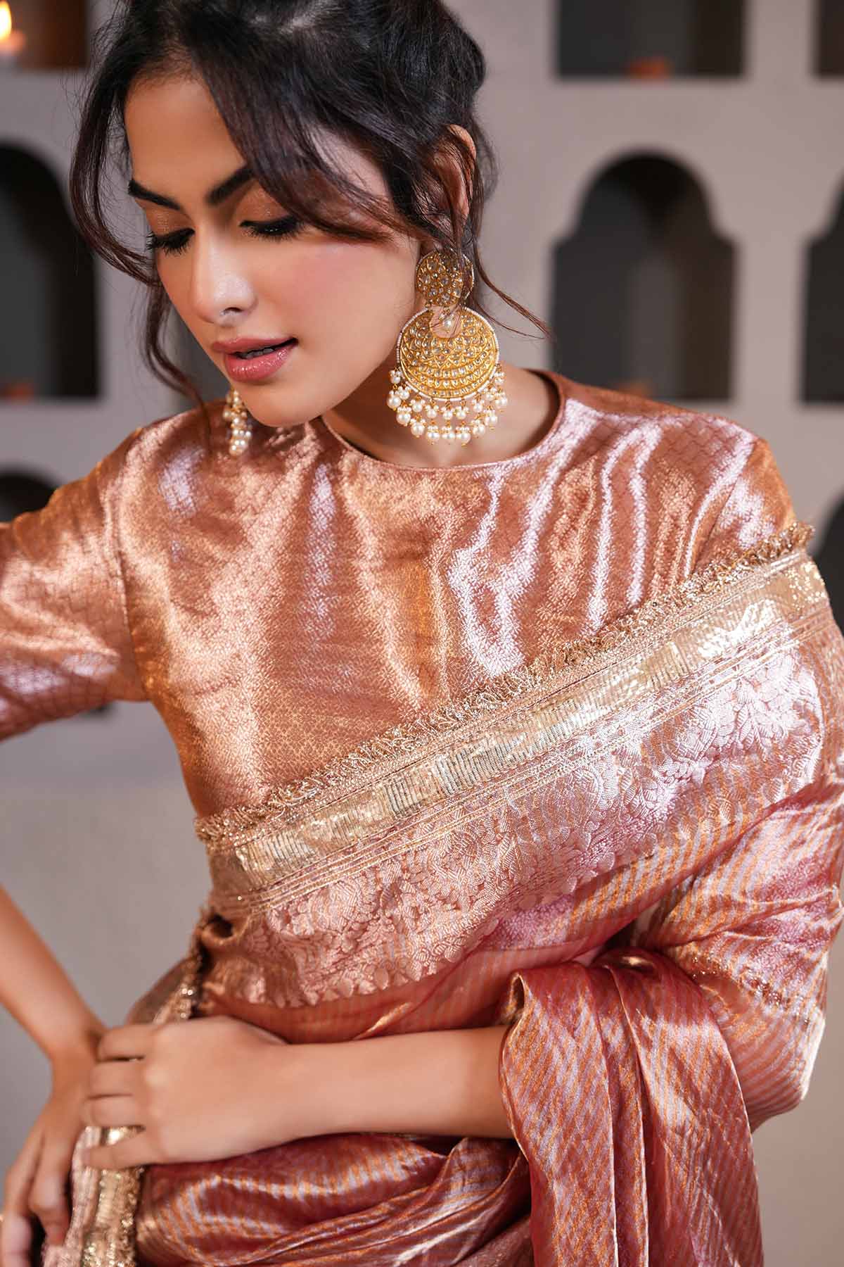 Almond Gold Gota Work Saree