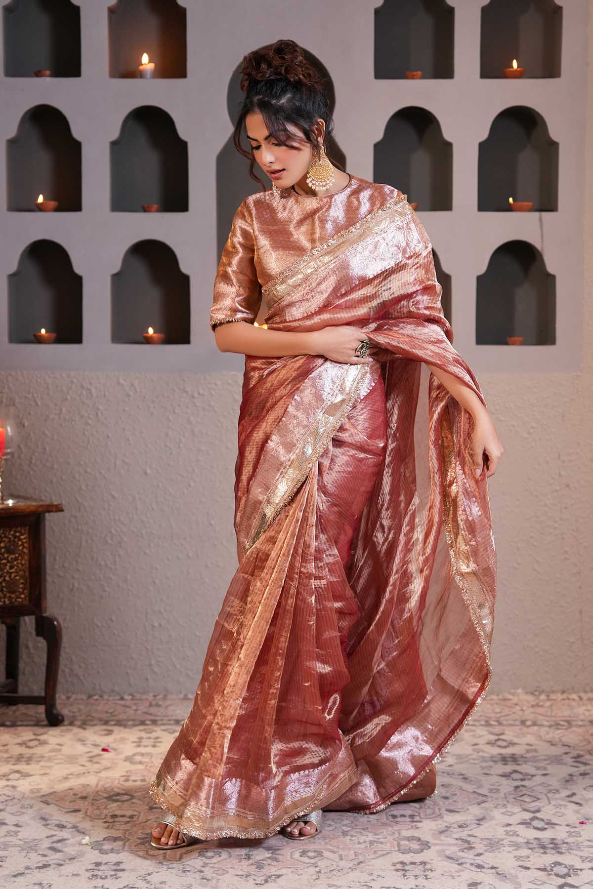 Almond Gold Gota Work Saree