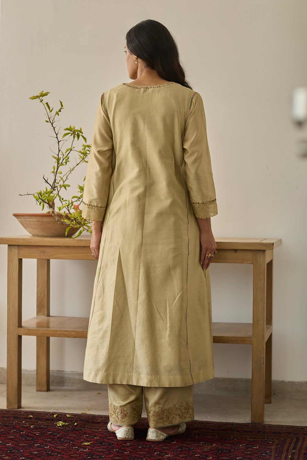 Almond Green Floral Anarkali Set