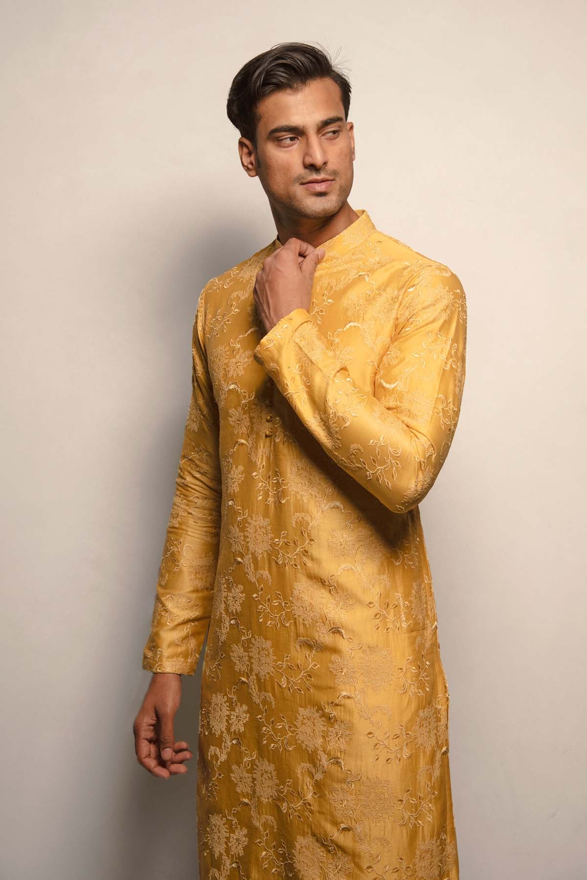 Amber Yellow Floral Kurta Set