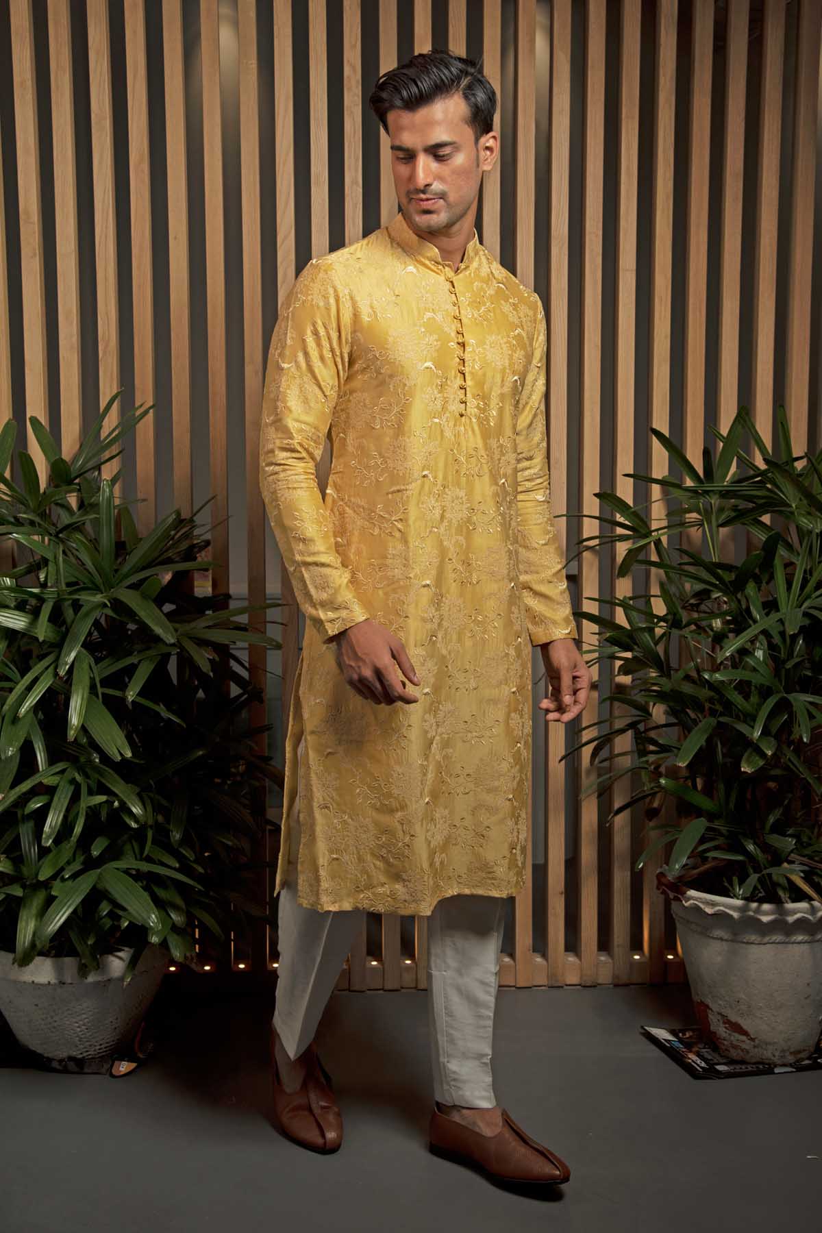 Amber Yellow Floral Kurta Set