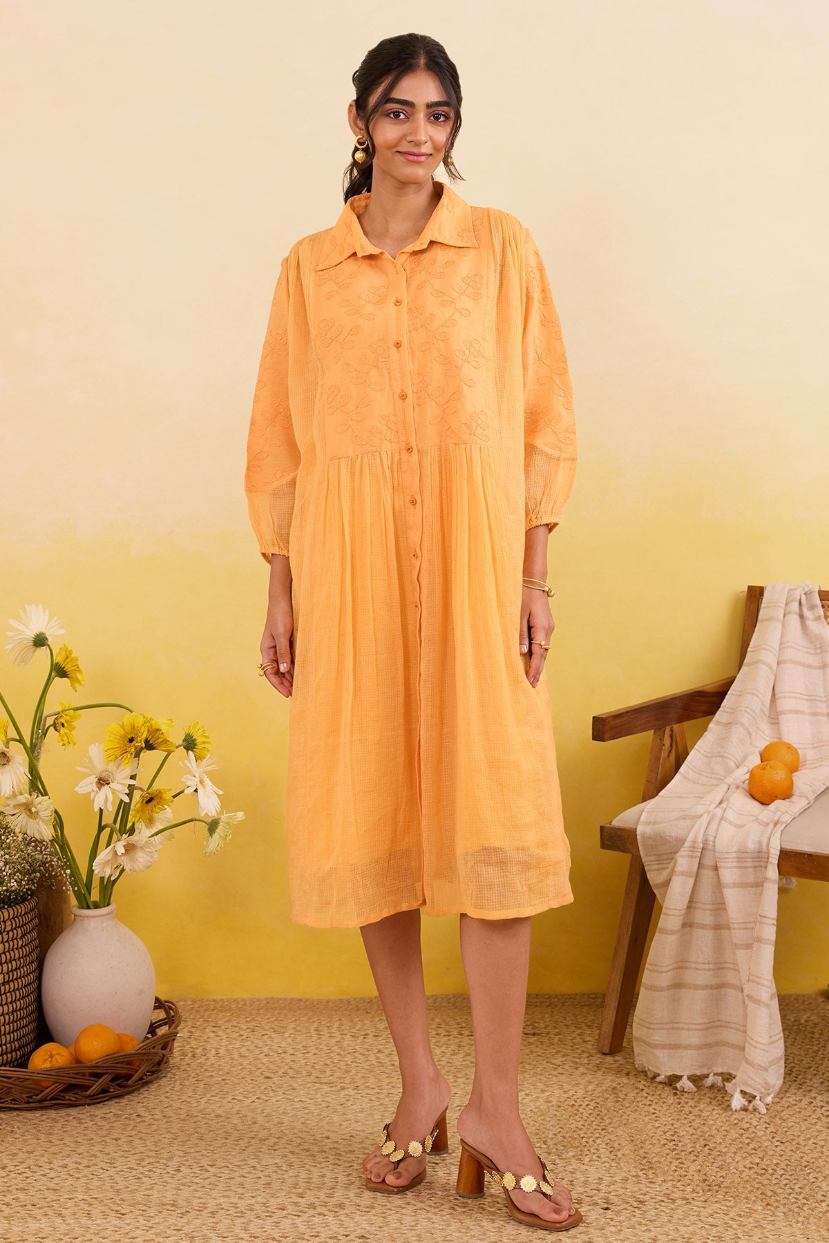 Buy Amber Micro Checks Midi Dress for women by Taro India online available at scrollnshops