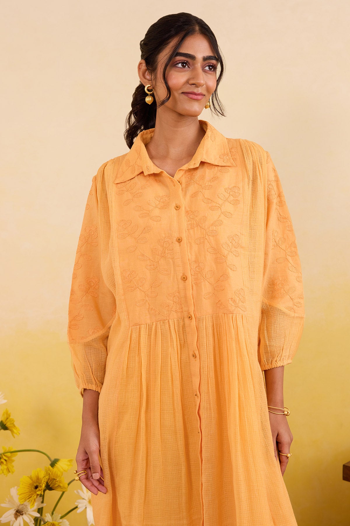 Amber Micro Checks Midi Dress