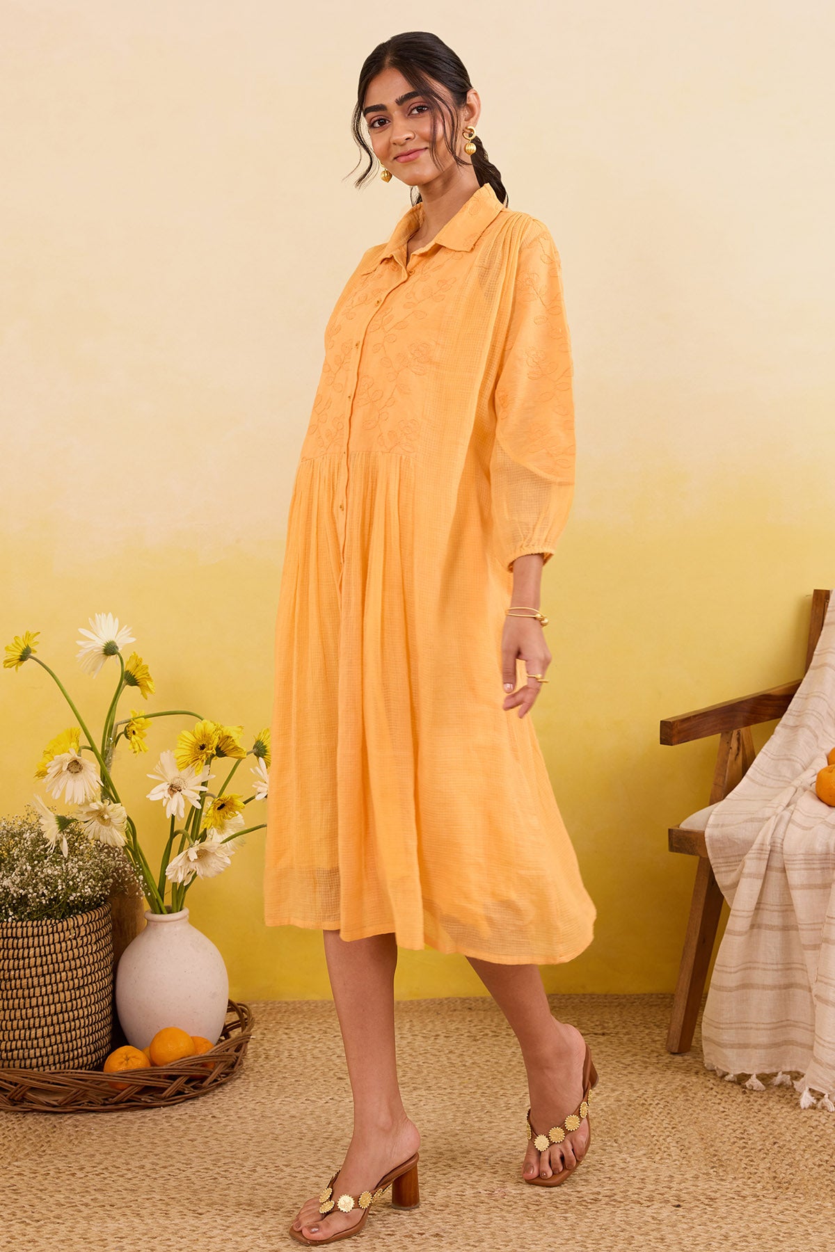 Amber Micro Checks Midi Dress