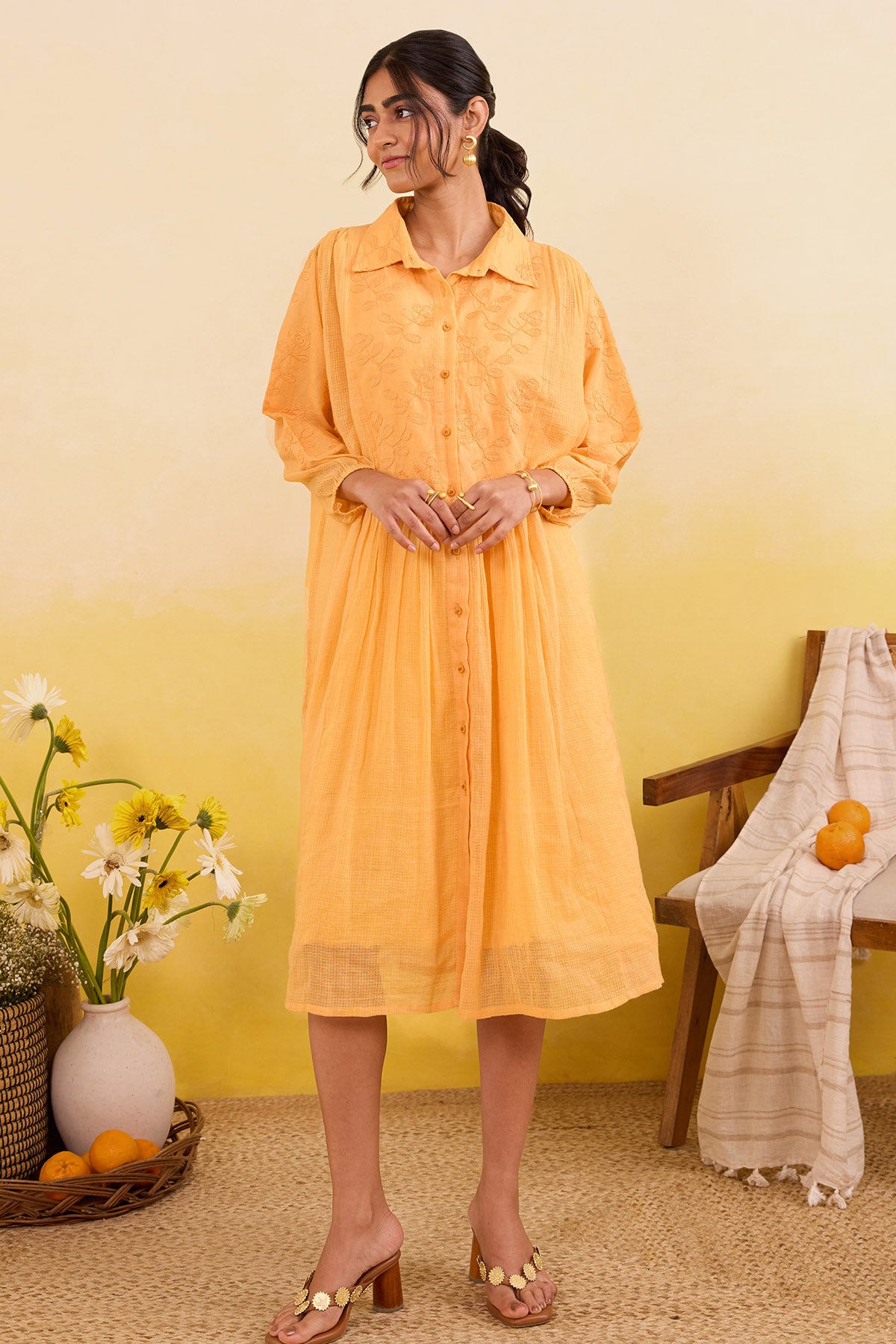 Amber Micro Checks Midi Dress