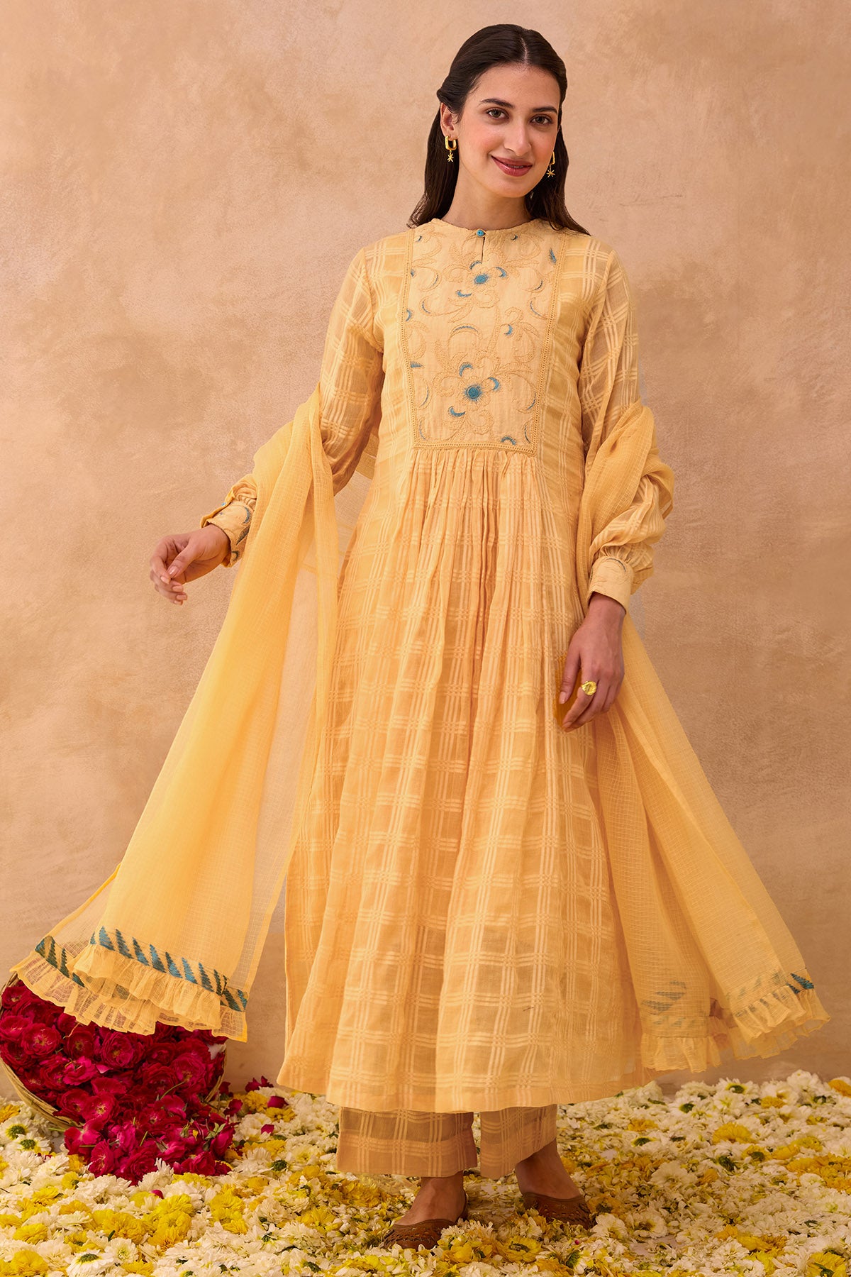 Amber Self Kota Doria Kurta Set