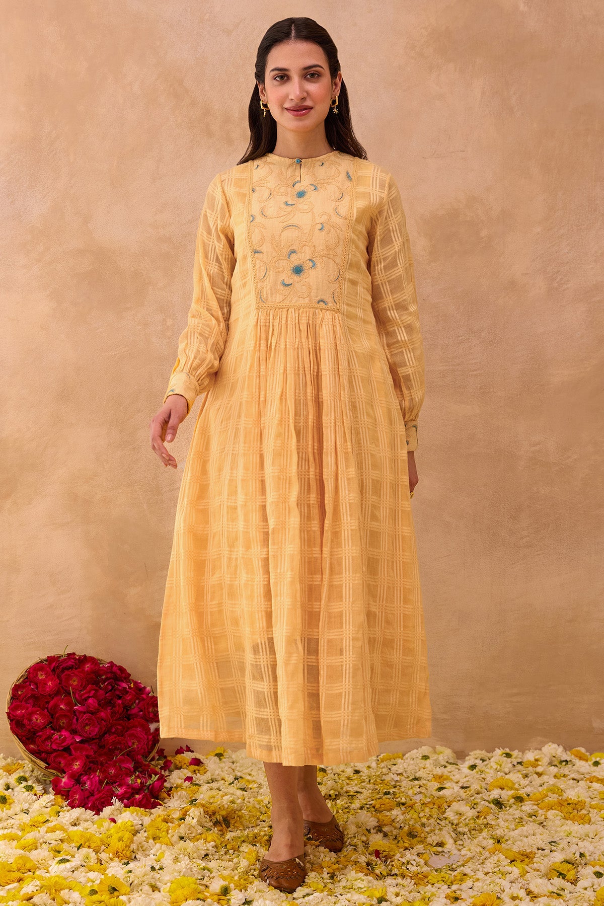 Buy Amber Self Textured Midi Dress for women by Taro India online available at scrollnshops