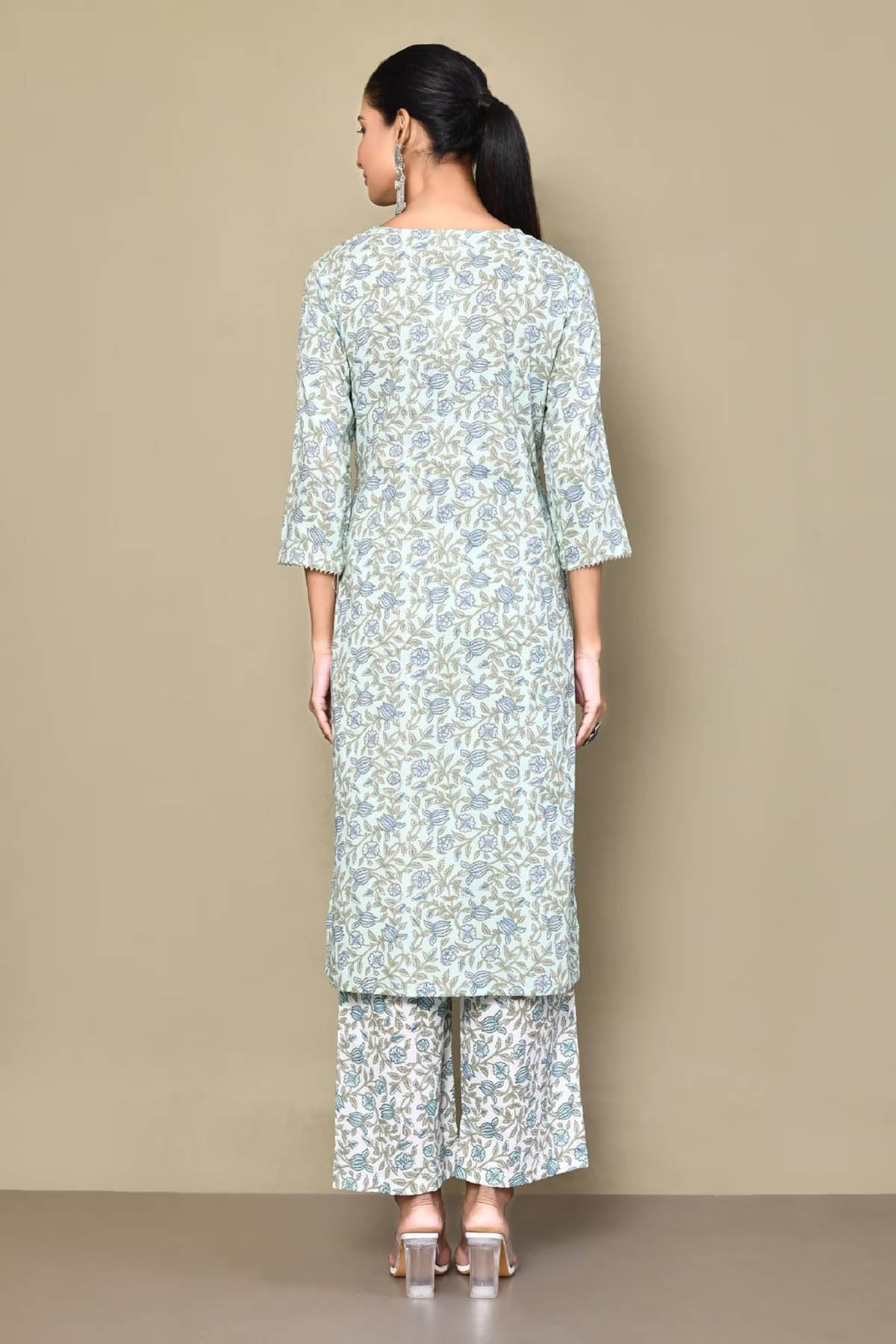 Angrakha Style Floral Kurta Set
