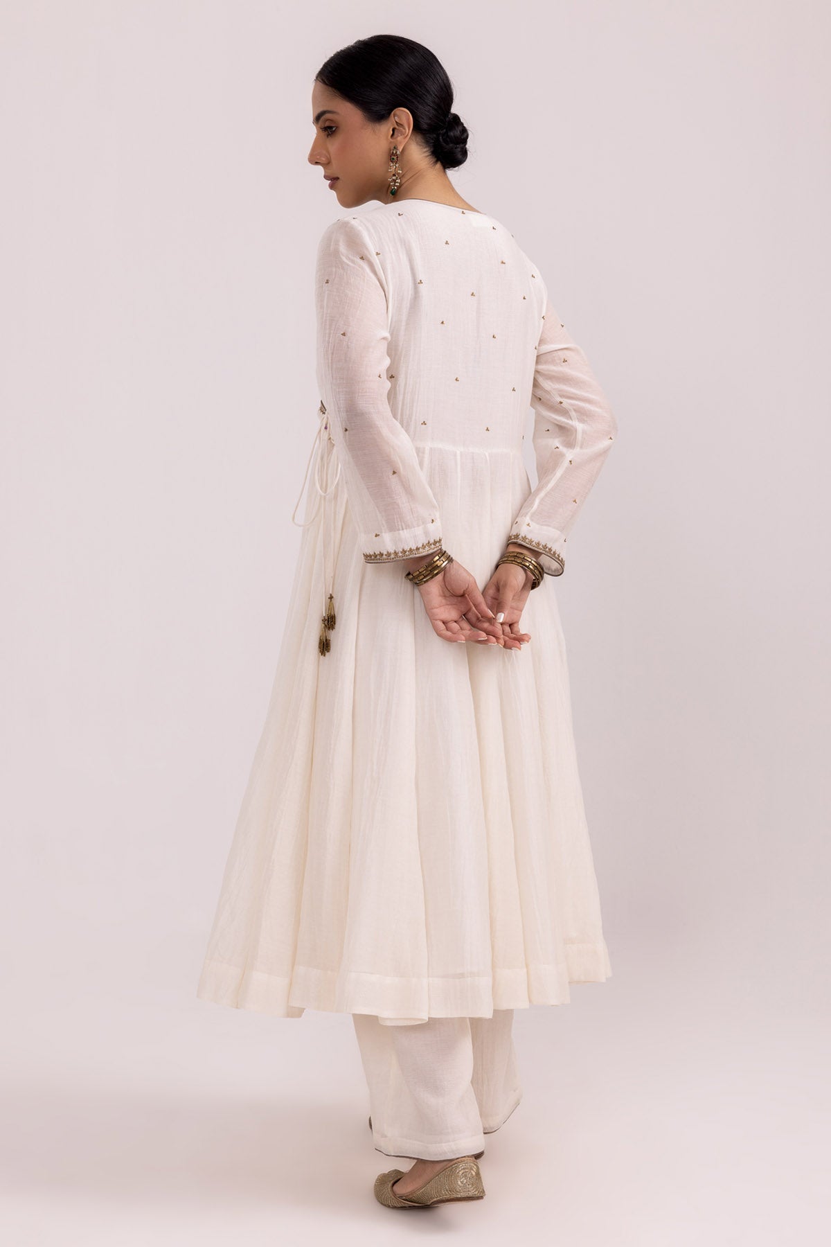 Angrakha White Anarkali Set