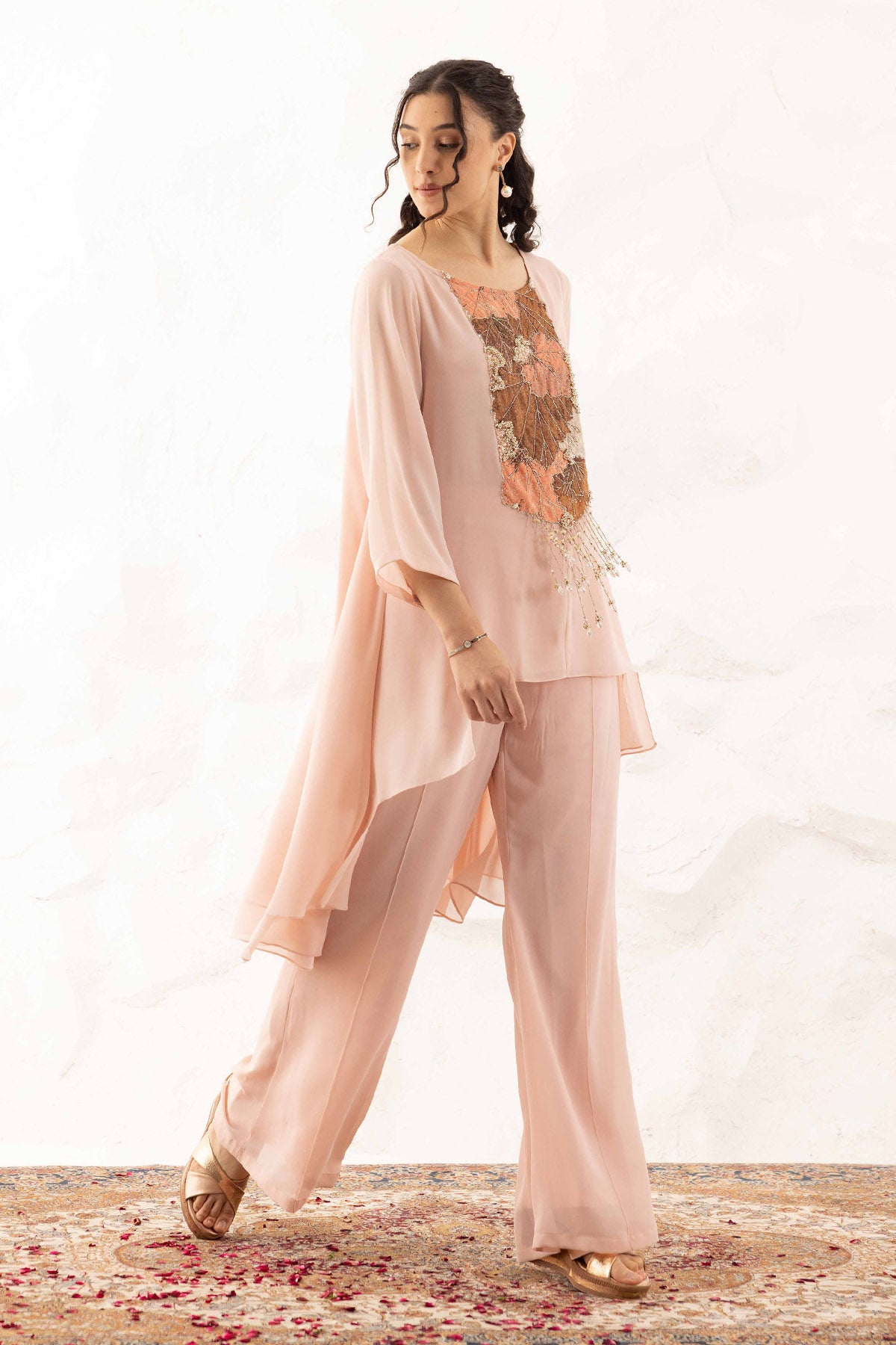Applique Work Pink Co-ord Set