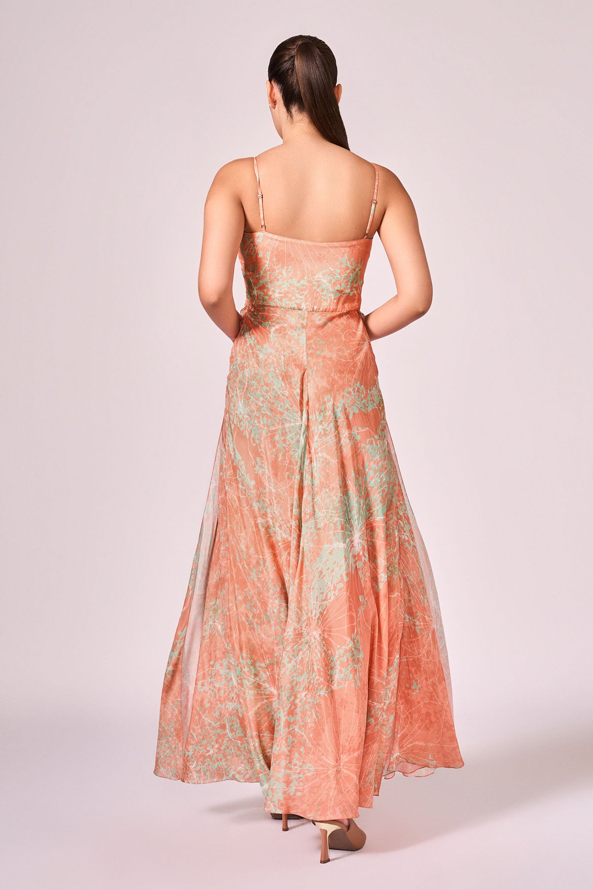 Apricot Abstract Printed Dress