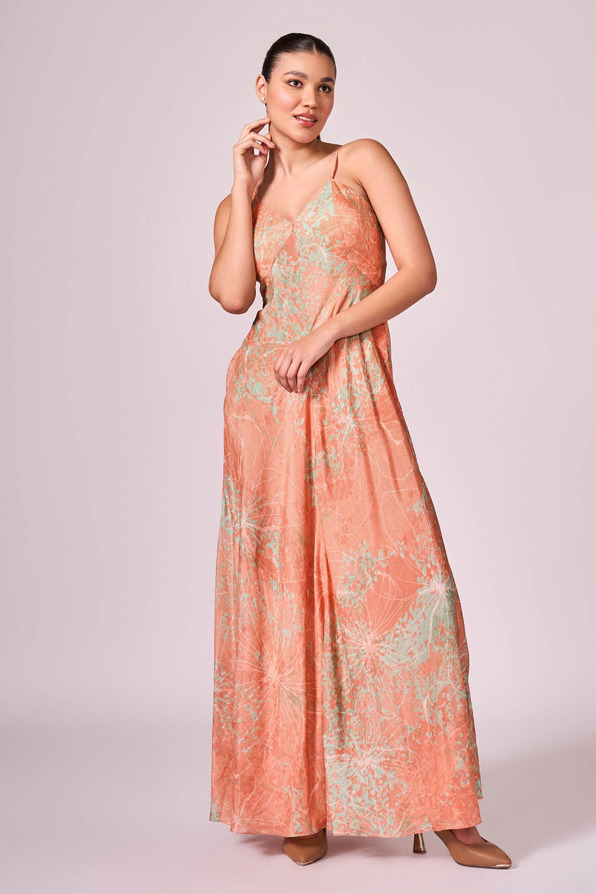 Apricot Abstract Printed Dress