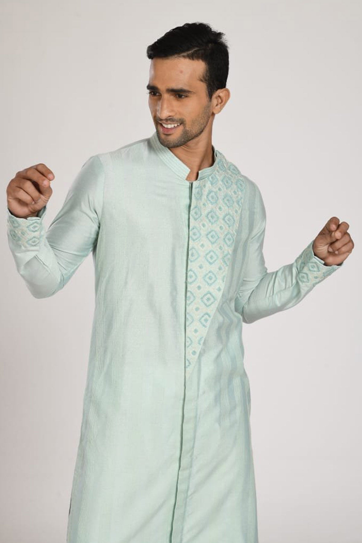 Aqua Blue Embroidered Kurta Set
