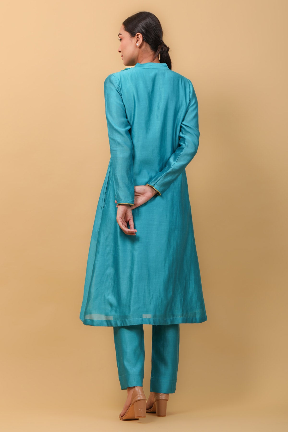Aqua Blue Jacket Style Kurta Set
