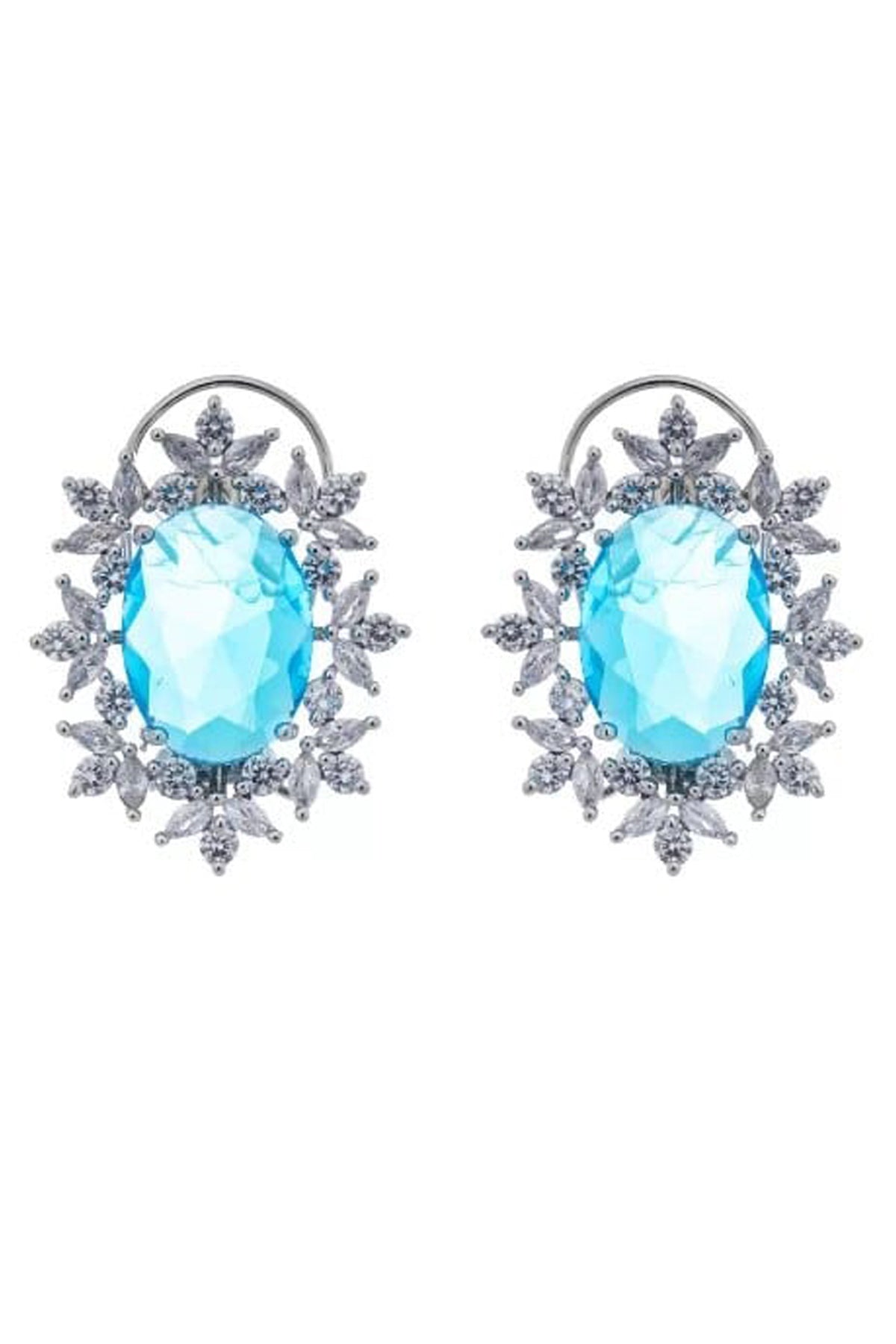 Aqua Oval Diamond Earrings