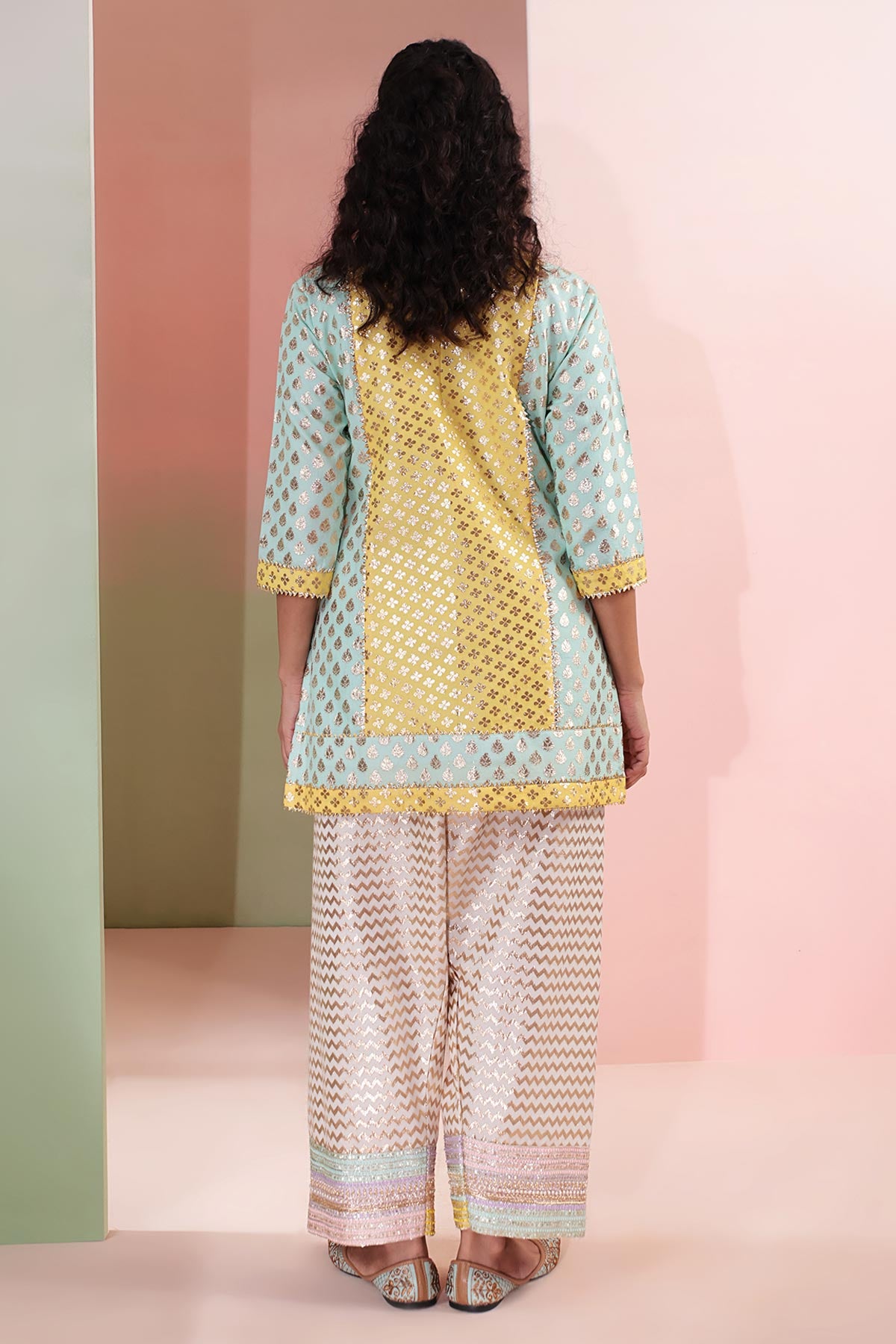 Aqua Blue Thread Work Kurta Set