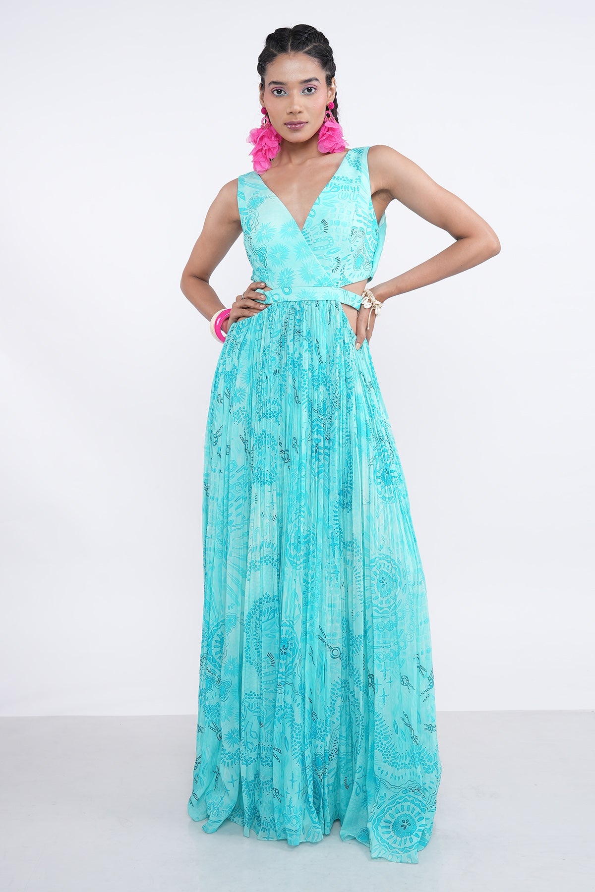 Buy Aqua Cut-Out Detail Maxi Dress by Demira for women online at ScrollnShops