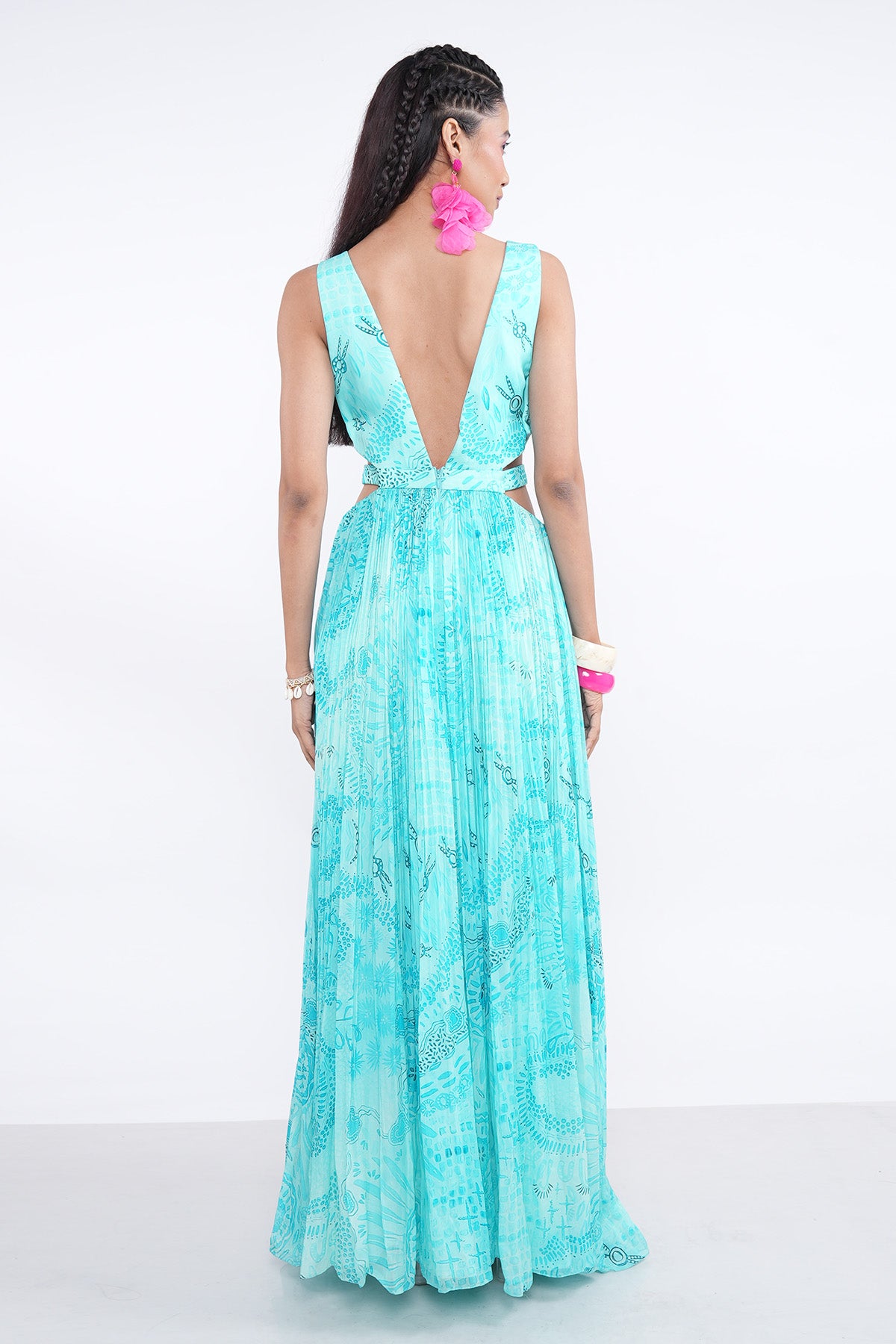 Aqua Cut-Out Detail Maxi Dress