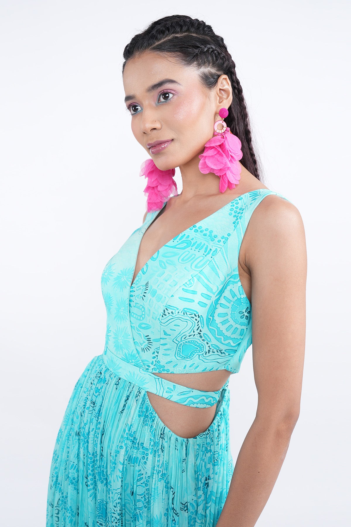 Aqua Cut-Out Detail Maxi Dress