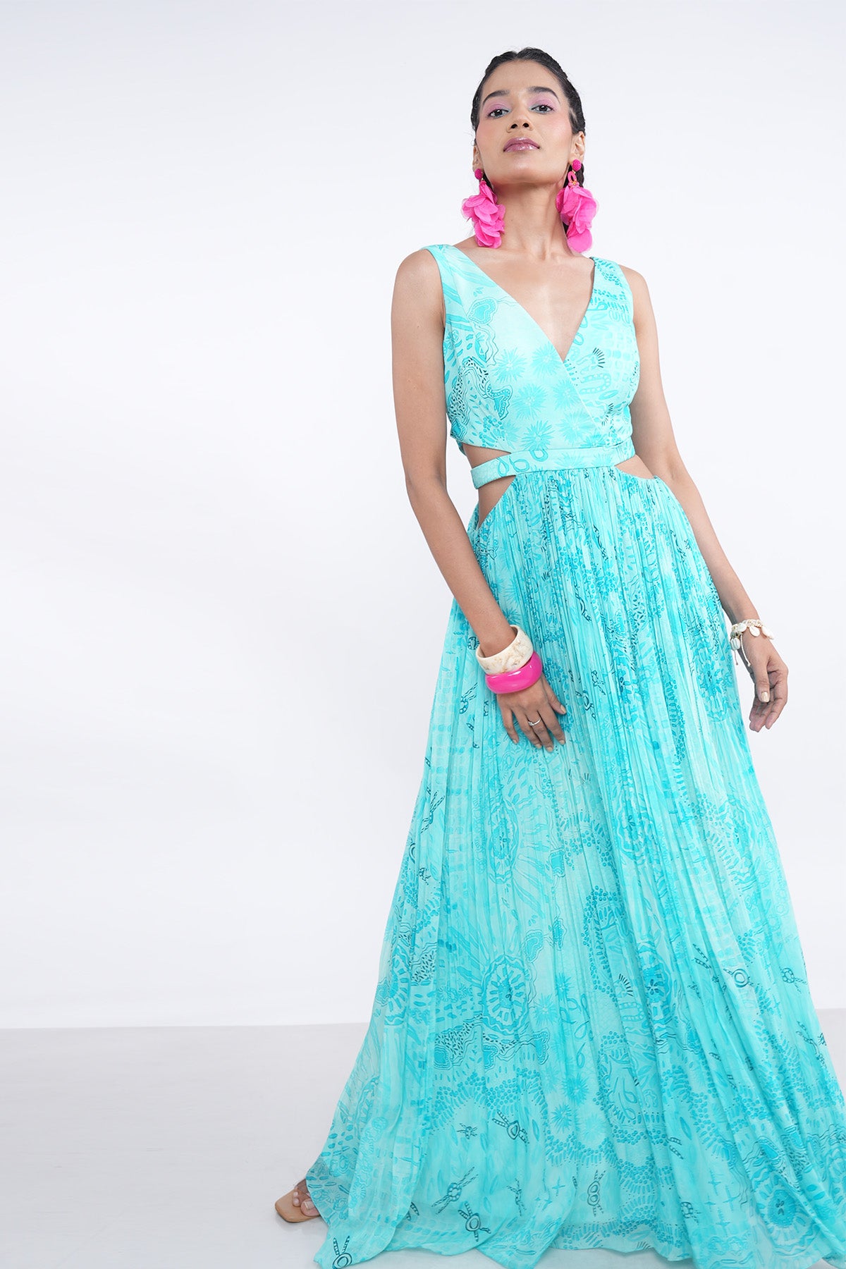 Aqua Cut-Out Detail Maxi Dress