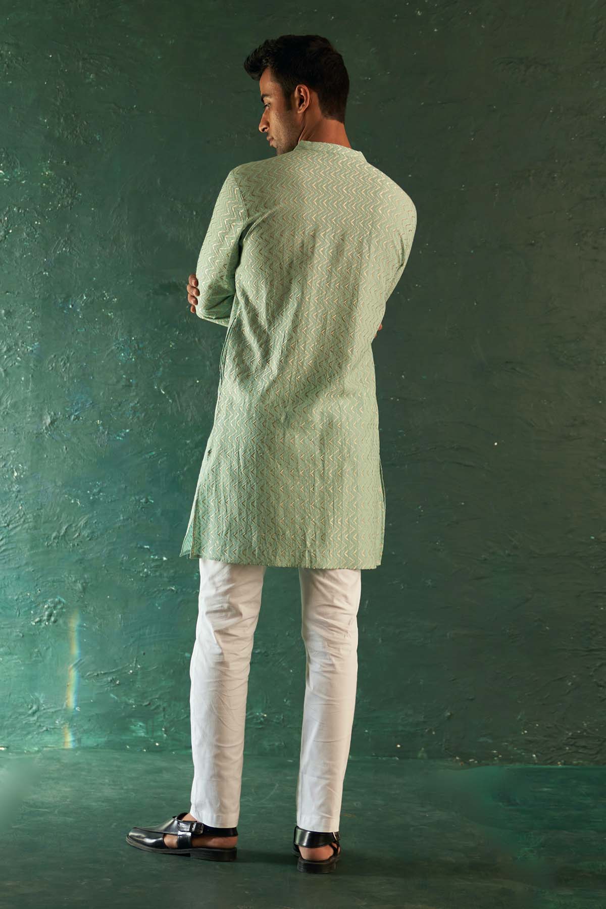 Aqua Green Embroidered Kurta Set