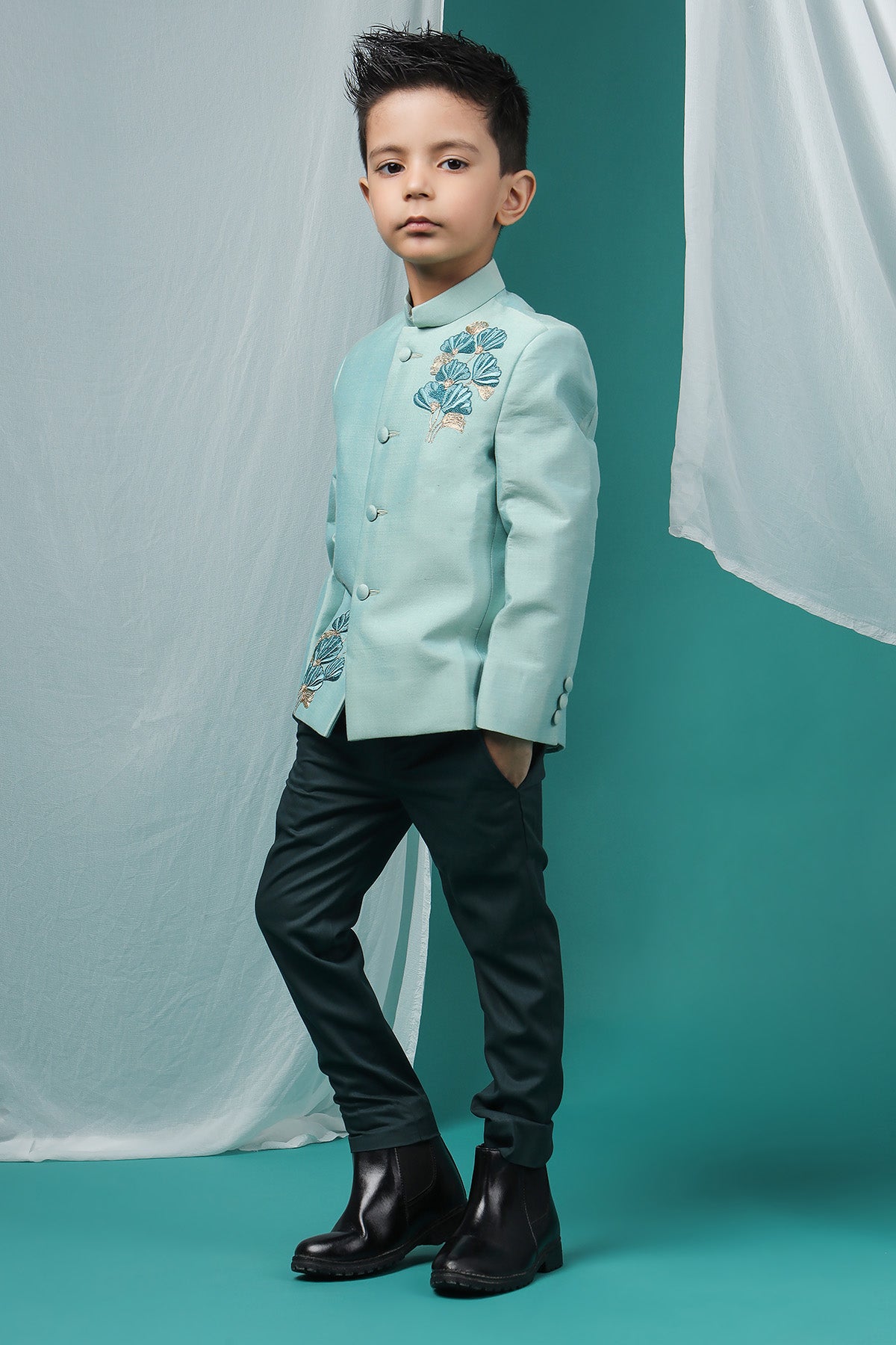 Aqua Green Embroidery Suit Set