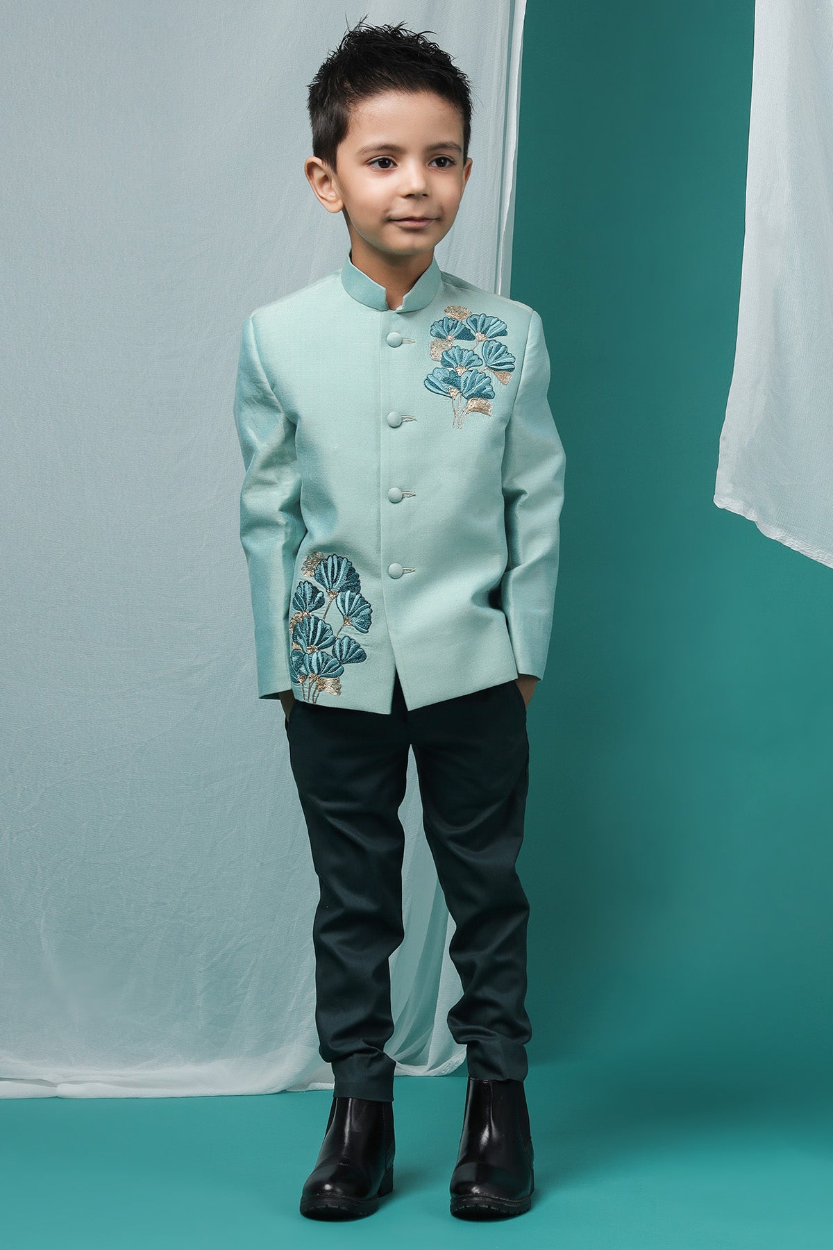 Aqua Green Embroidery Suit Set