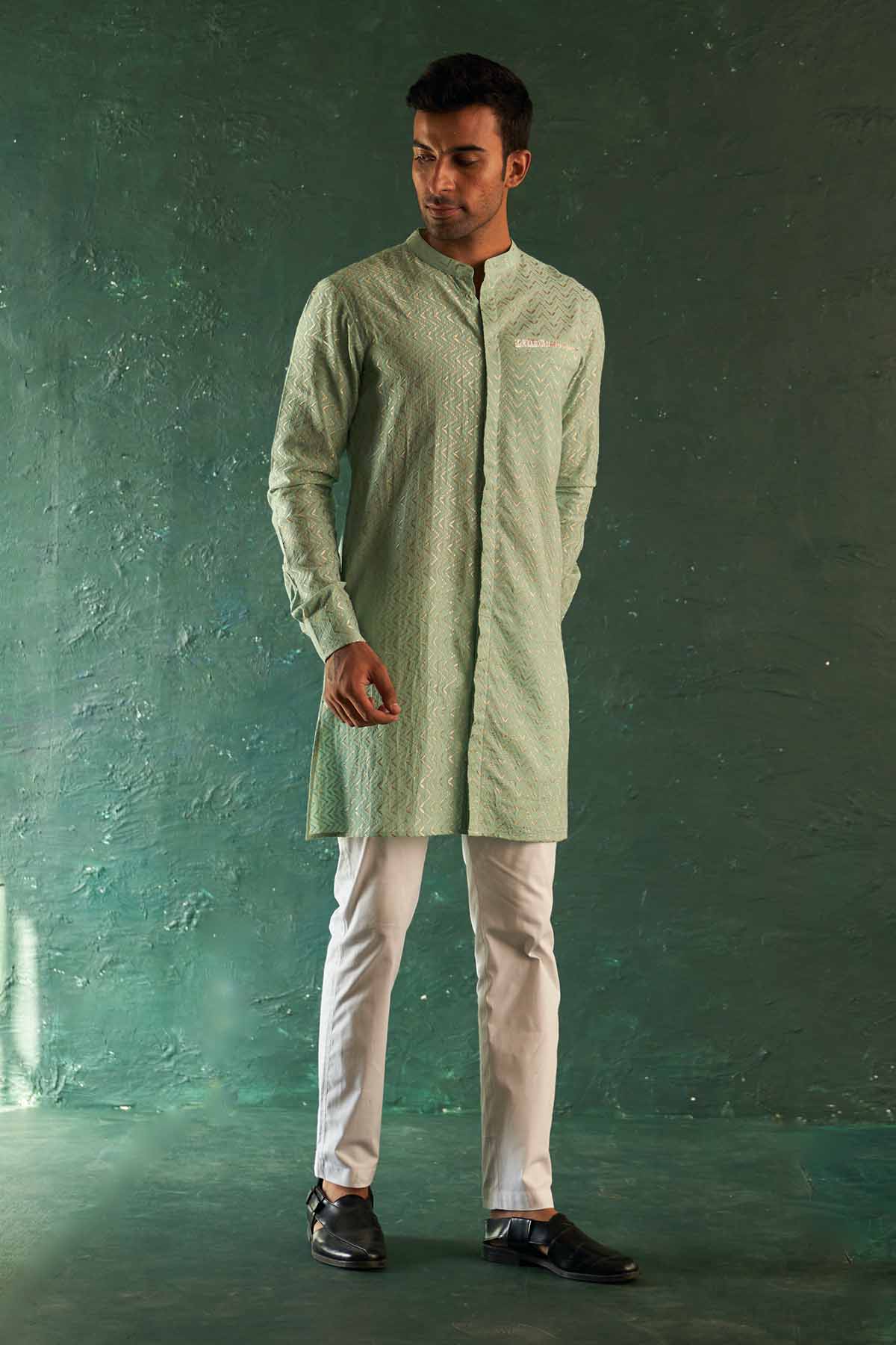 Aqua Green Gota Detail Kurta Set