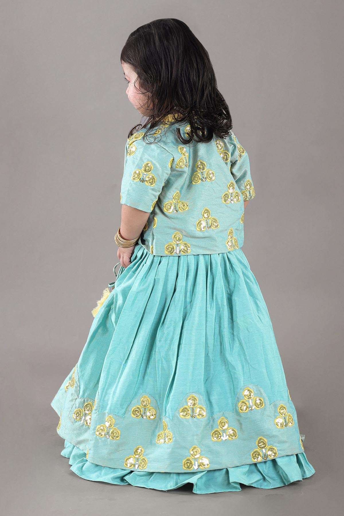Aqua Green Lehenga Set & Jacket