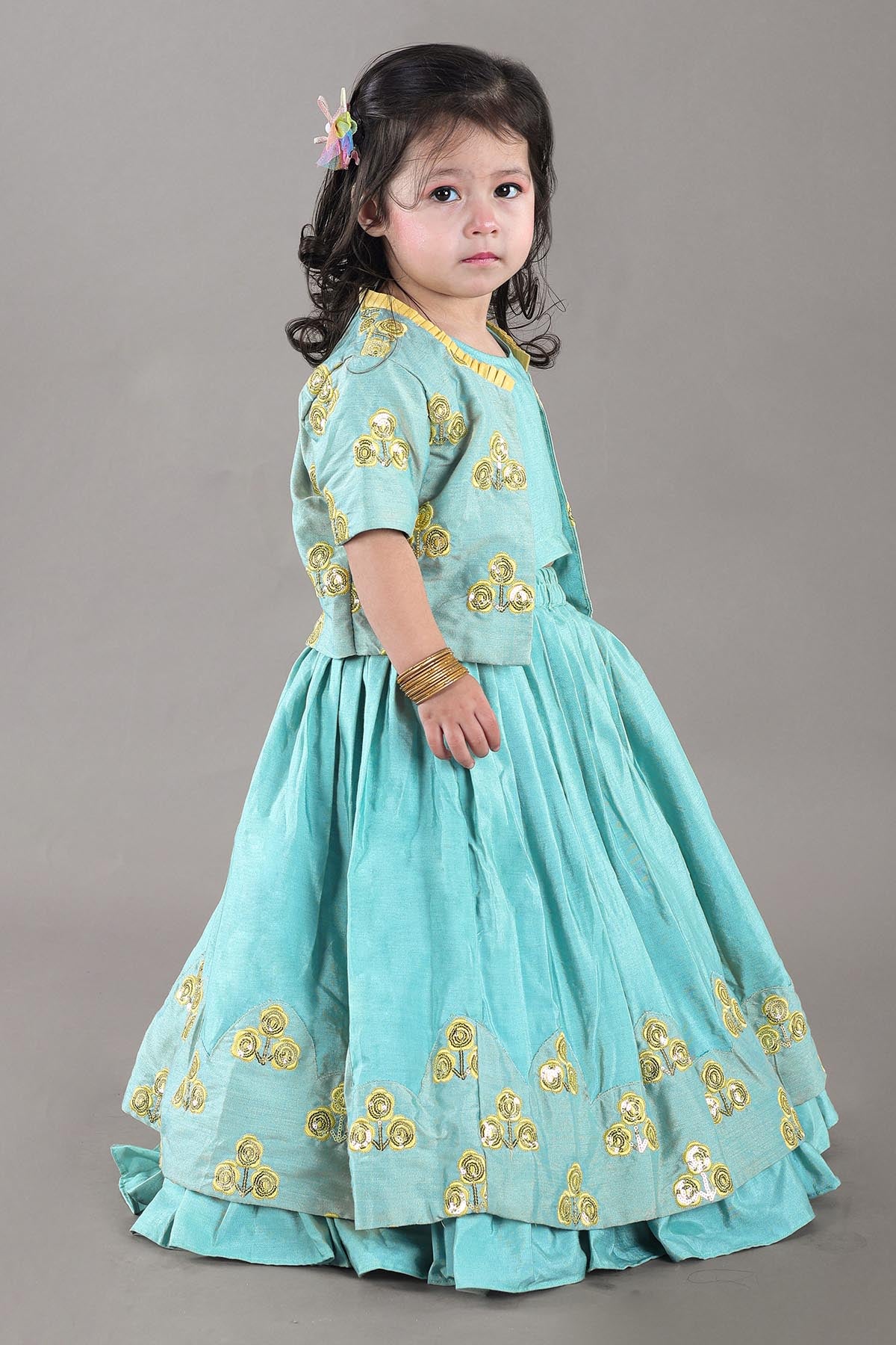 Aqua Green Lehenga Set & Jacket